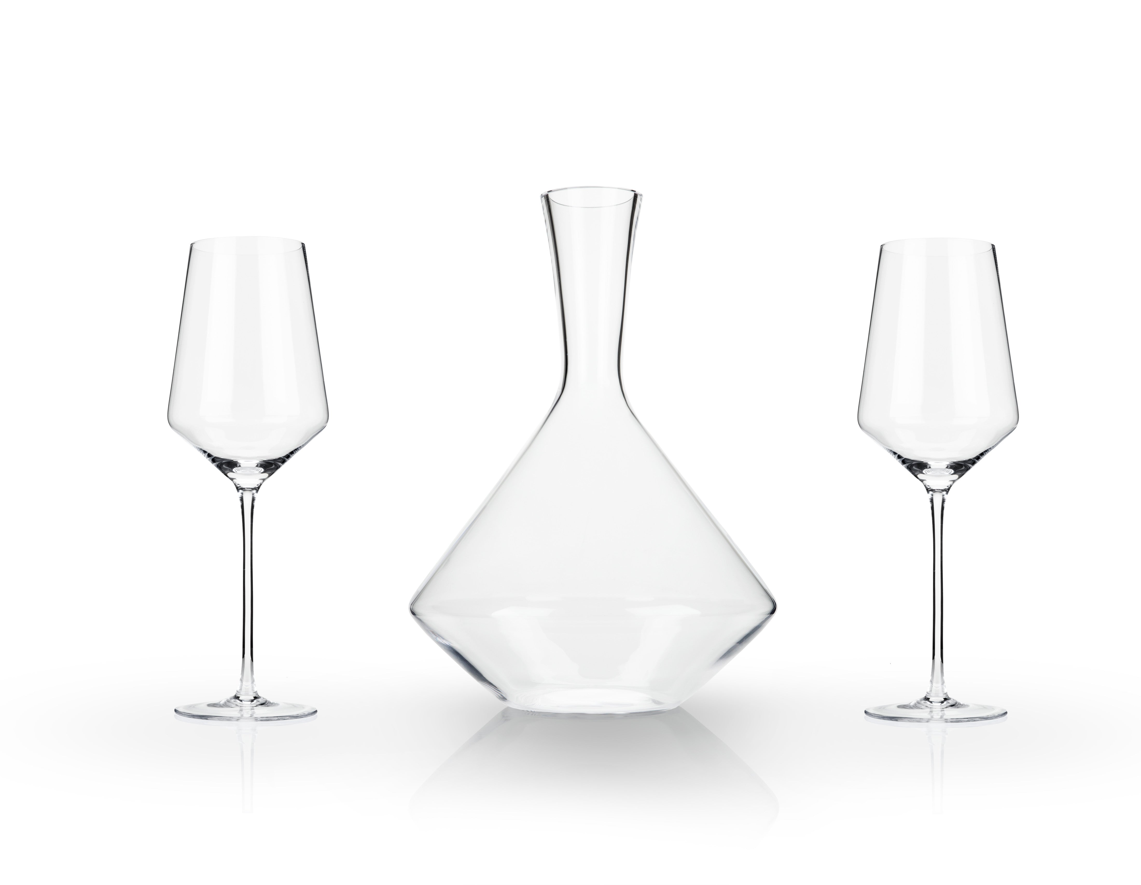 Elegant Raye Angled Crystal Bordeaux Decanter & Wine Glass Set - Perfect for Wine Tasting, Dinner Parties & Gift Giving