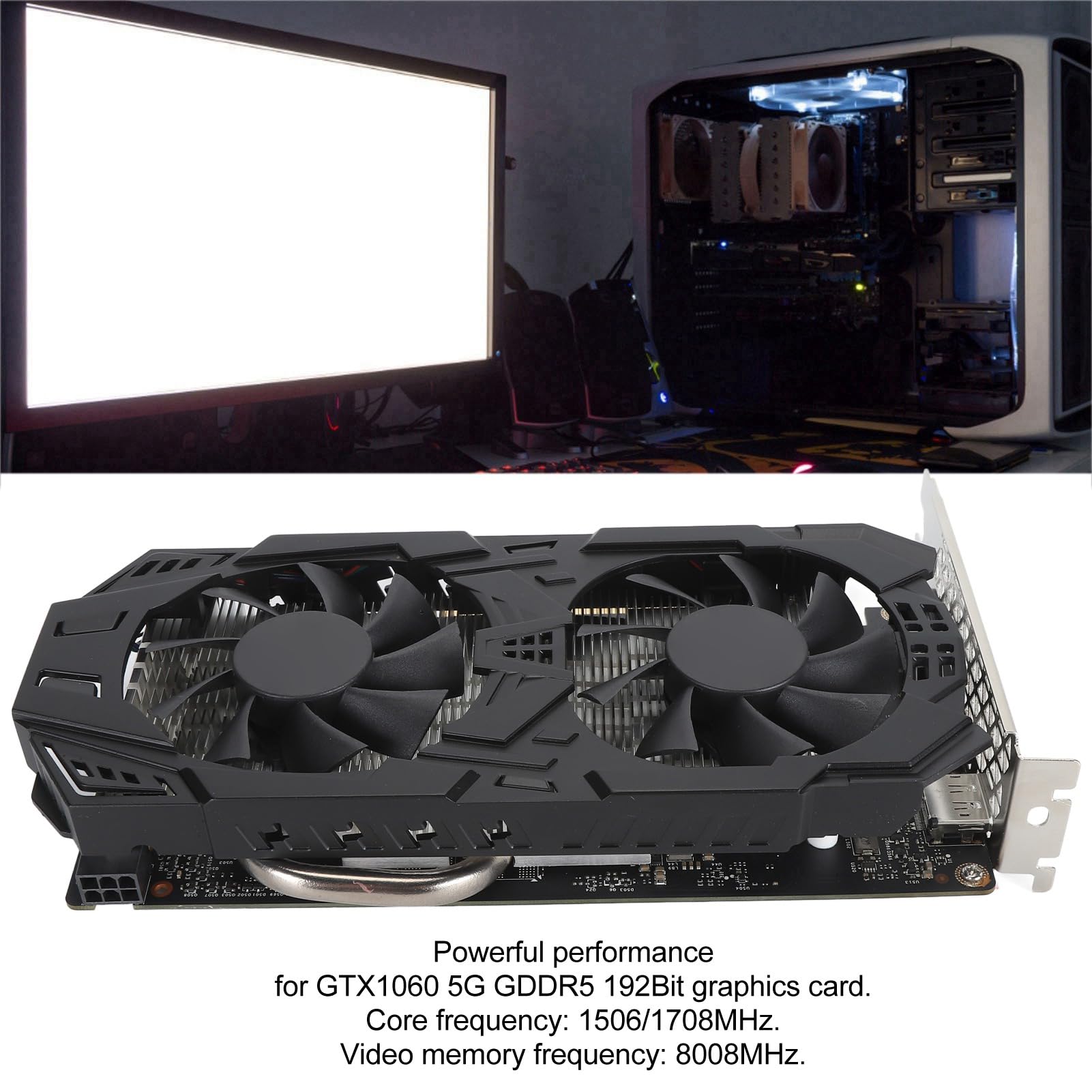 NVIDIA GTX 1060 5GB GDDR5 192-Bit Gaming Graphics Card with Dual Cooling Fans & Heat Pipe - 8K HDR Ready, High Performance for Gaming, Video Editing & 3D Rendering - Perfect for PC Builds, eSports & VR Gaming