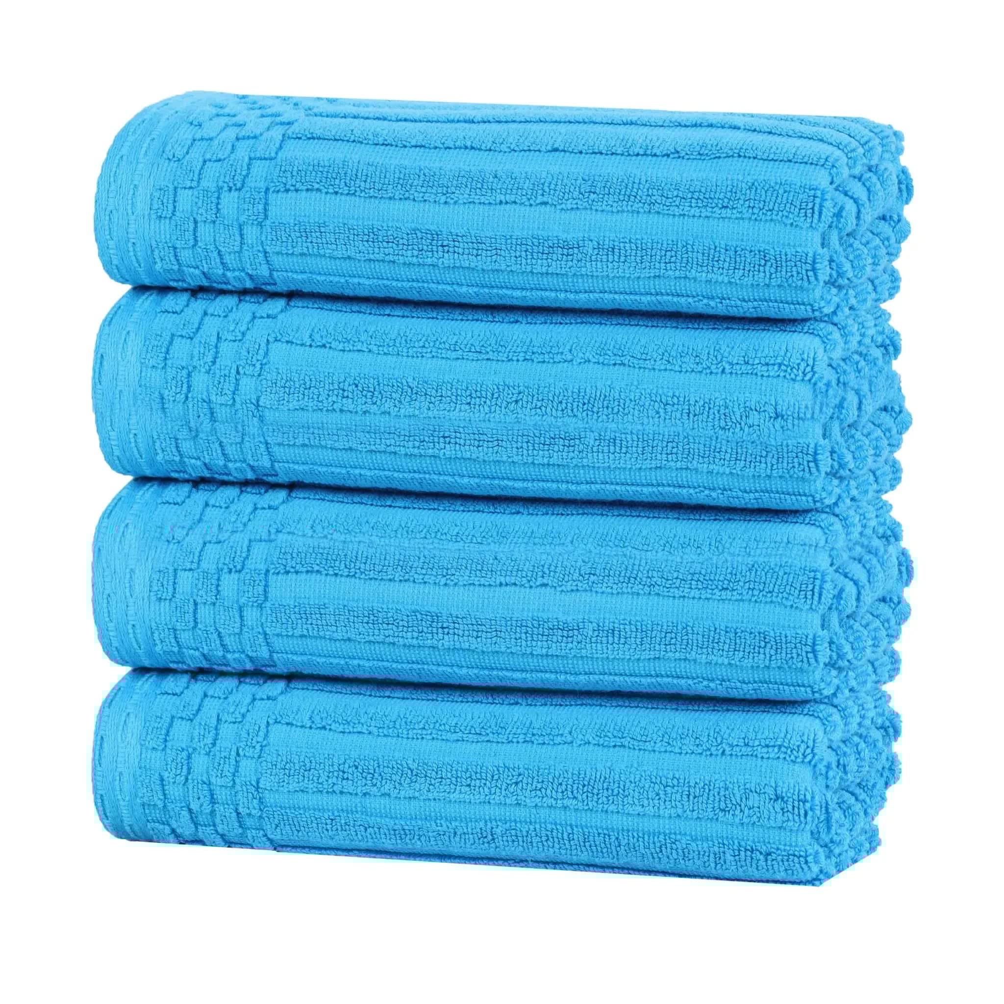 Premium Soho Ribbed Cotton Hand Towel Set - 4-Piece Ultra Absorbent Bath Towels for Kitchen, Bathroom & Gym - Soft & Quick-Drying