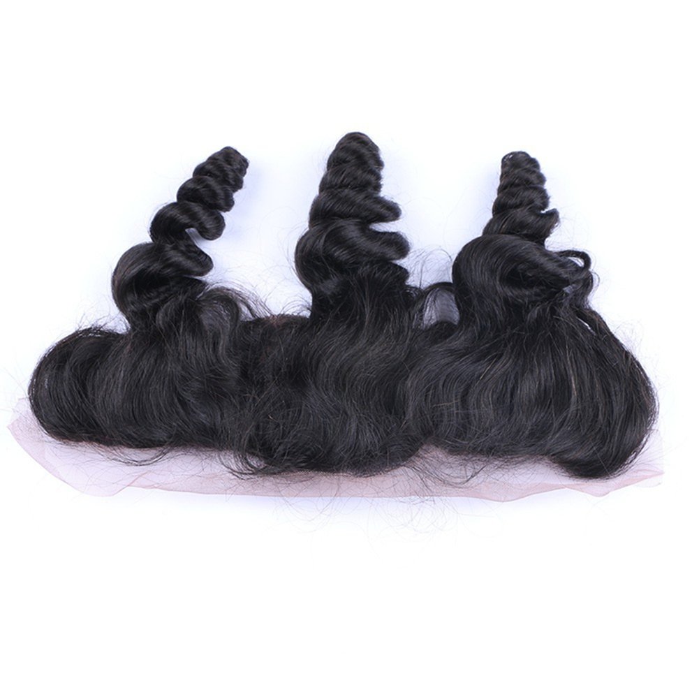 13x4 Silk Base Frontal Closure with Baby Hair | 8A Malaysian Loose Wave Curly Human Hair | 4x4 Full Lace Frontal | Virgin Hair Extensions for Natural Look | Perfect for Daily Wear, Special Occasions & Styling