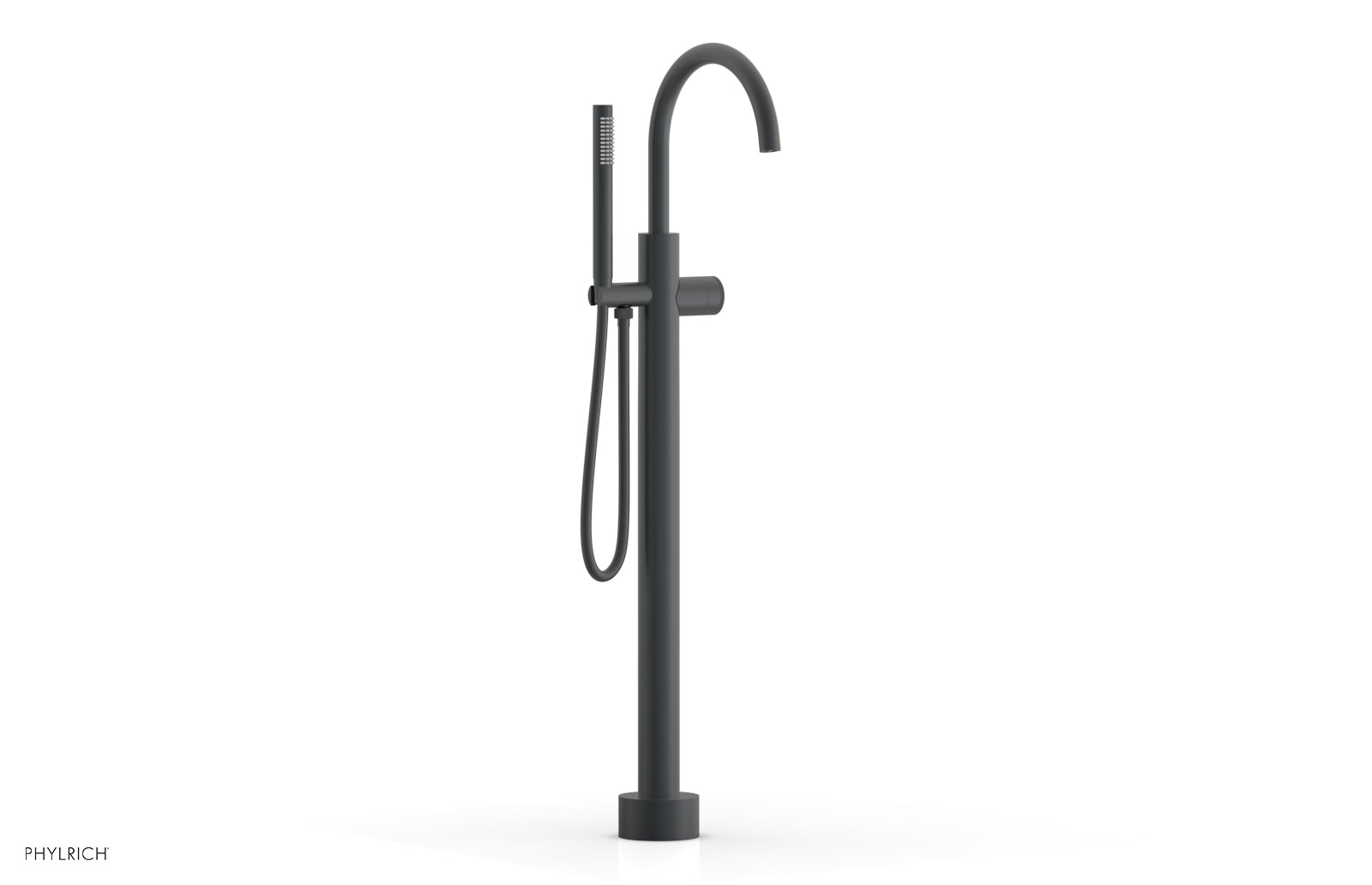 BASIC II Tall Floor Mount Tub Filler with Knurled Handle & Hand Shower - Model 230 44 01 - Perfect for Modern Bathroom Renovations and Spa-Like Showers