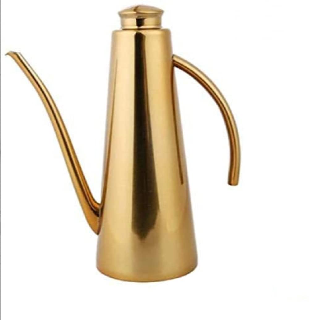 Premium Stainless Steel Oil and Vinegar Dispenser Bottle - 750ml Leak-Proof Olive Oil Bottle with Long Spout (Gold) - Perfect for Kitchen, Salad Dressing & Gourmet Cooking