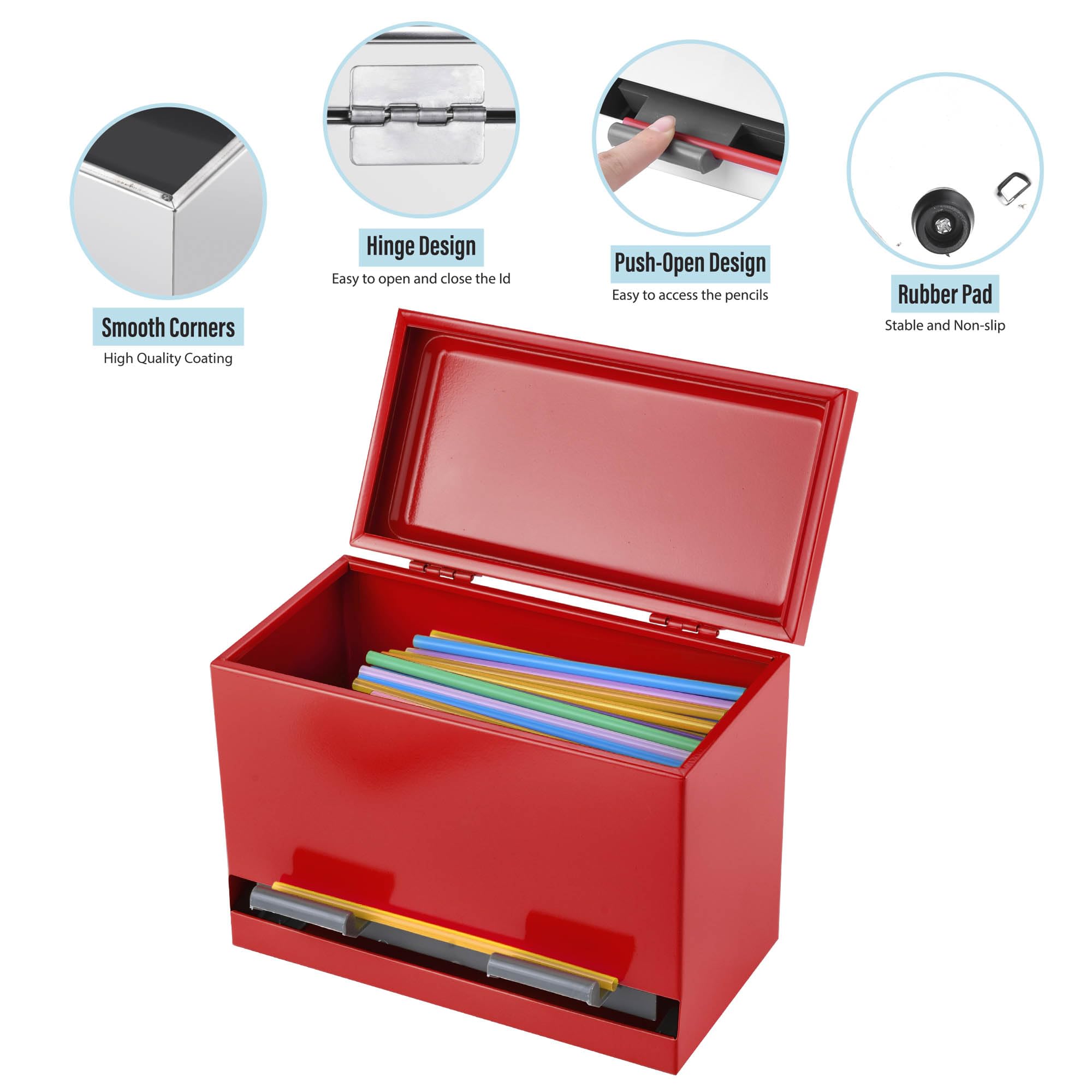 2Fold Stainless Steel Straw Dispenser - Bulk Drinking Straw Organizer for Paper & Plastic Disposable Straws - Includes Custom Label Stickers (Red) | Perfect for Restaurants, Cafes, and Eco-Friendly Home Use