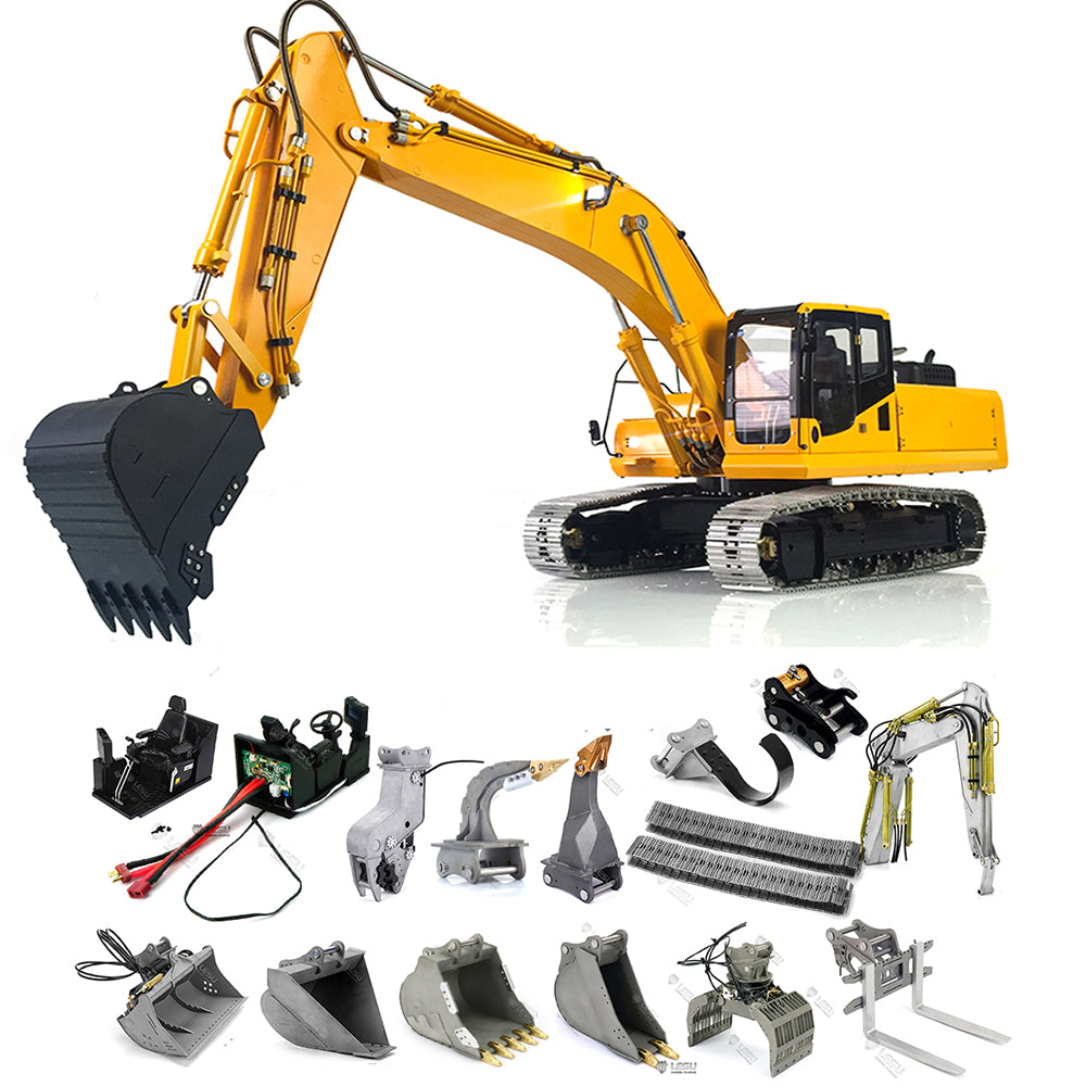 1/14 LESU PC360 Metal Excavator Truck Tracks Kit with Sprocket, ESC Motor & Metal Cabin - Heavy Duty Grab Grapple Bucket for RC Construction Vehicles - Perfect for RC Model Building, Construction Simulation & Collectors