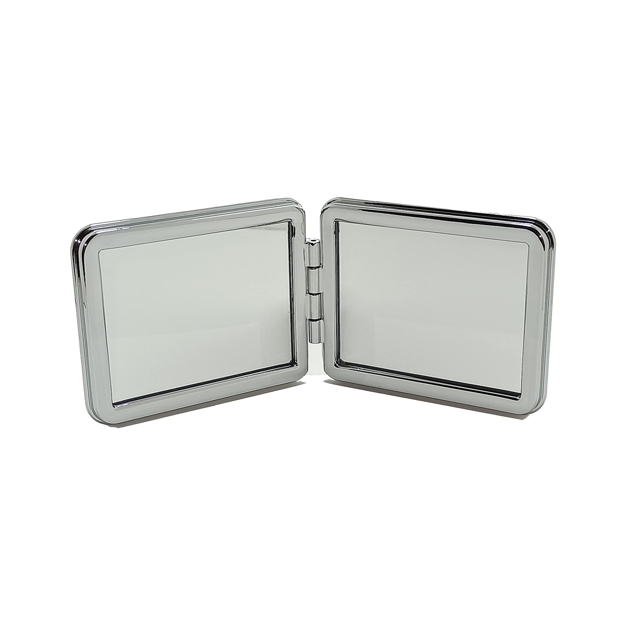 Double-Sided Makeup Mirror with Lid - Faux Leather Cover, Normal & Magnifying Sides (Black) - Perfect for Vanity, Travel & Professional Makeup Artists