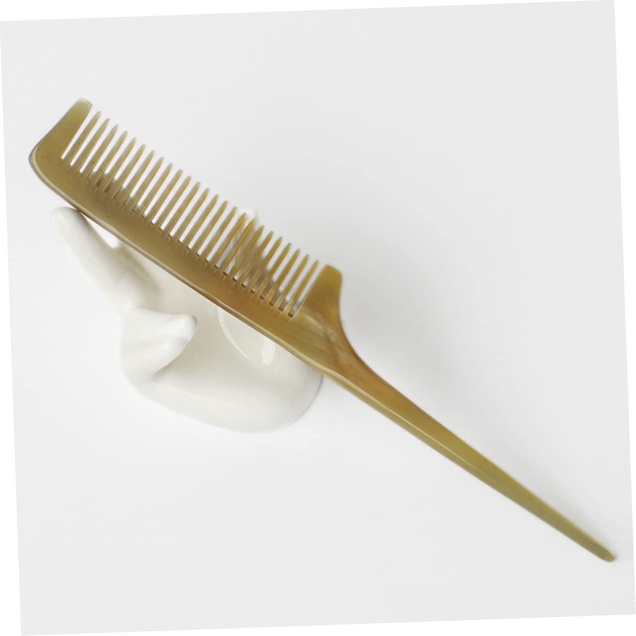 Premium Horn Hair Comb for Cutting & Styling - Pointed Tail Comb with Gentle Scalp Massage - Professional Hairdressing Tool for Salon, Home Use & DIY Haircuts