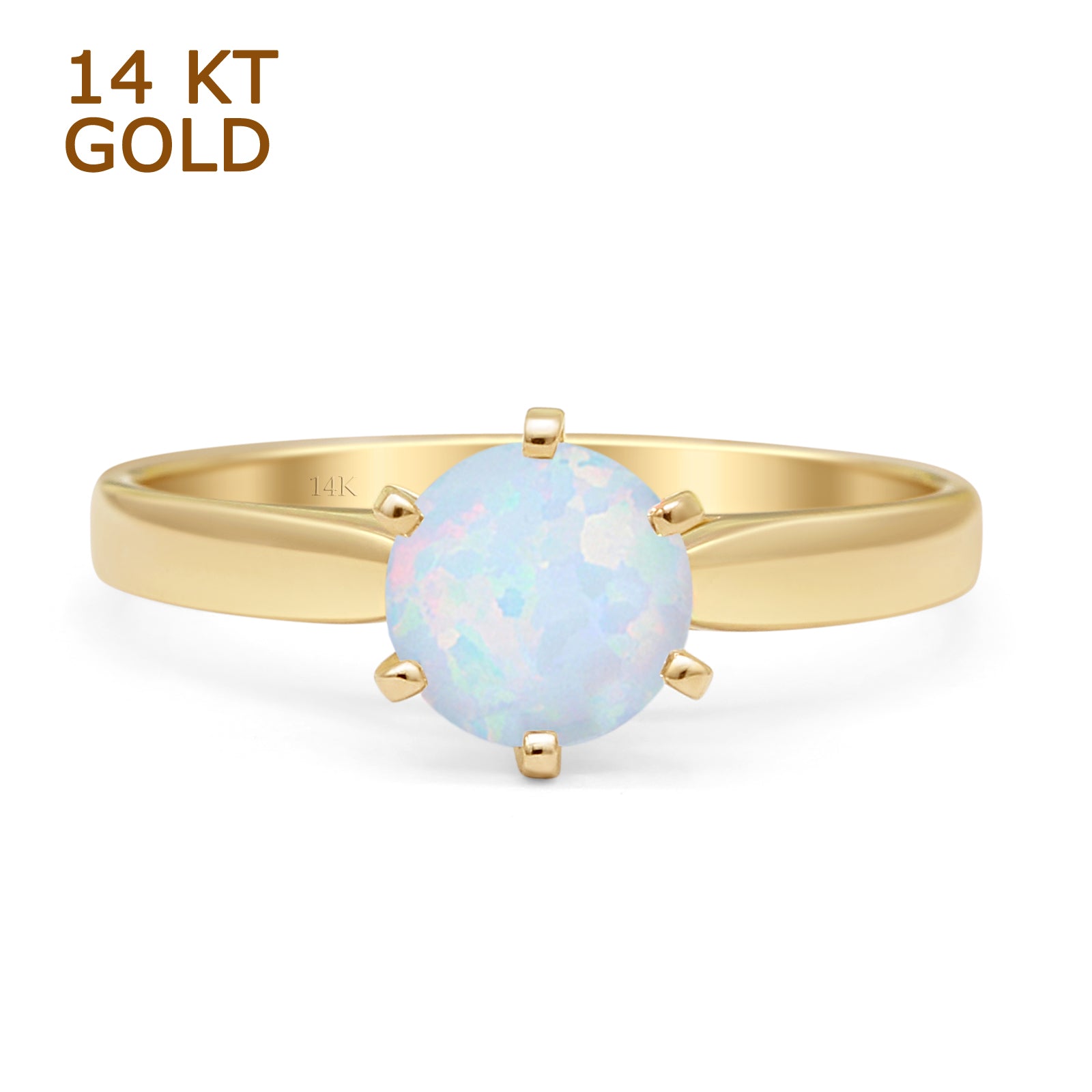 Lab Created White Opal 14K Yellow Gold