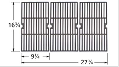 Music City Metals 68763 Matte Cast Iron Cooking Grid Replacement for Charbroil, Kenmore & Other Gas Grills - Set of 3 | Durable BBQ Grill Grate for Outdoor Cooking, Backyard Grilling & Camping