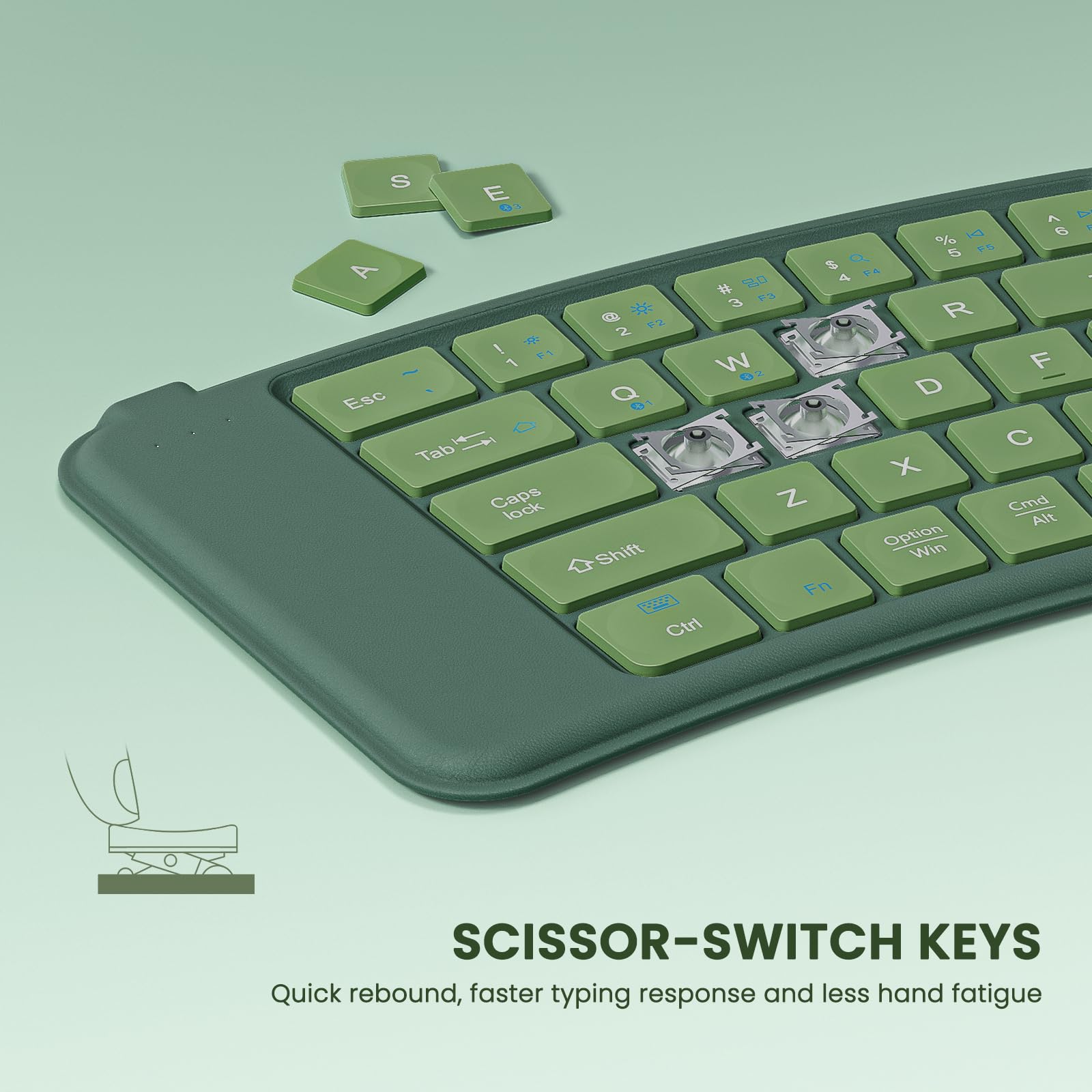 Seenda Wireless Foldable Keyboard - Portable Bluetooth for Laptop, Phone, PC - Green | Travel & Office Use