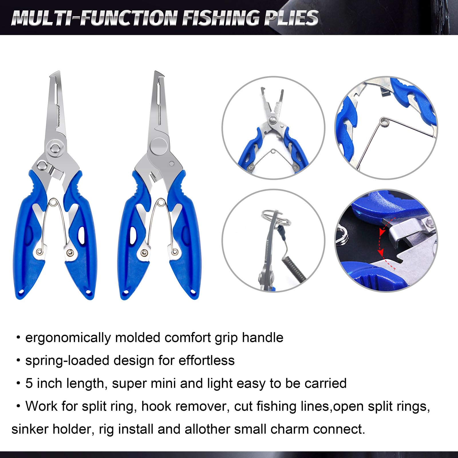 Waltool 311Pcs Fishing Split Rings & Hook Kit with Pliers - 5 Sizes Lure Connectors & 6 Sizes Carbon Steel Triple Hooks for Freshwater & Saltwater Fishing - Perfect for Bass, Trout, and Saltwater Anglers