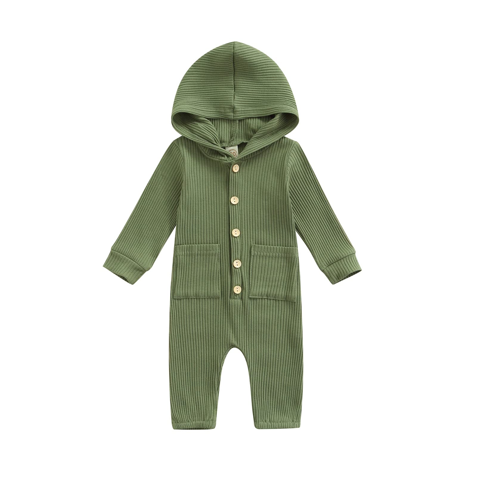 Winter Newborn Baby Romper - Unisex Hooded Jumpsuit with Waffle Cotton & Button Closure | Perfect for Baby Boys & Girls | Cozy Outfit for Indoor Play, Family Photos & Holiday Gatherings