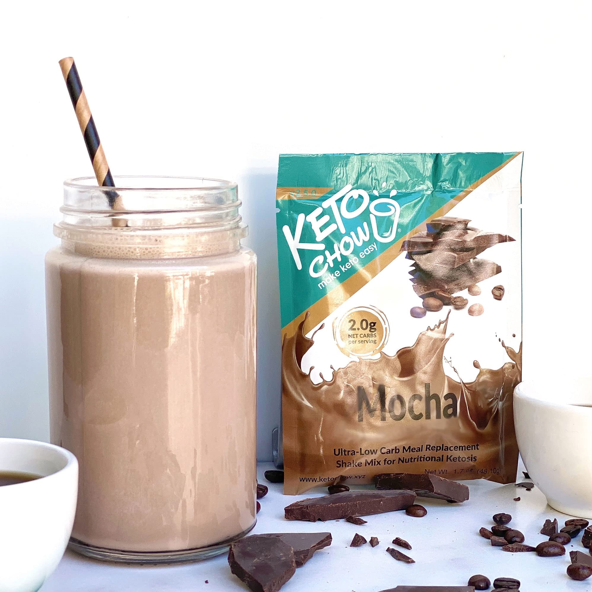 Keto Chow Mocha Meal Replacement Shake - Nutritionally Complete Low Carb Keto Powder for Weight Loss | 21 Meal Bulk Pack | Perfect for Breakfast, Lunch or On-the-Go Keto Diet