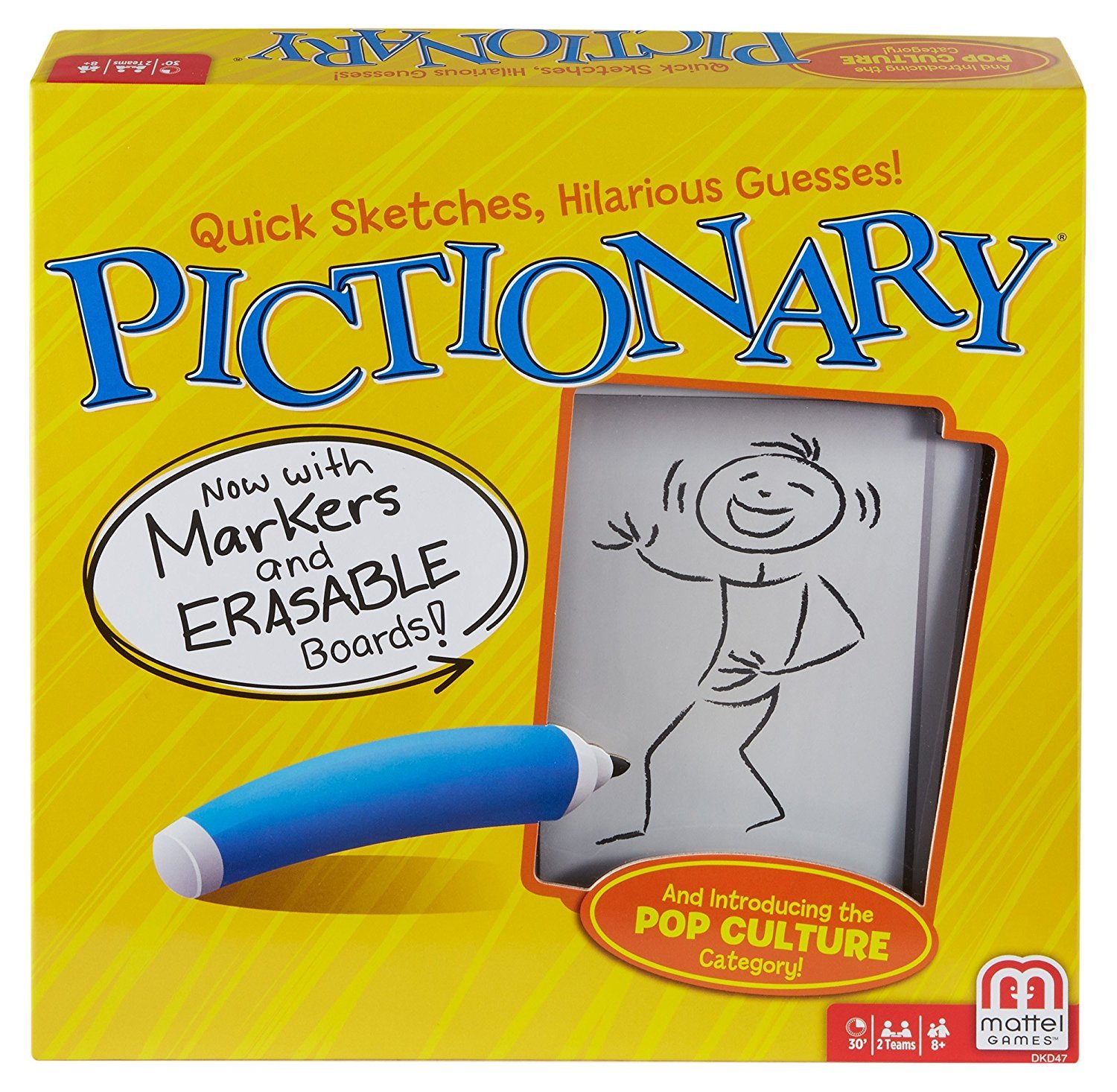 Pictionary Board Game - Full Pack with Markers & Cards - Fun Family Party Game for Kids & Adults - Perfect for Game Nights, Parties & Team Building