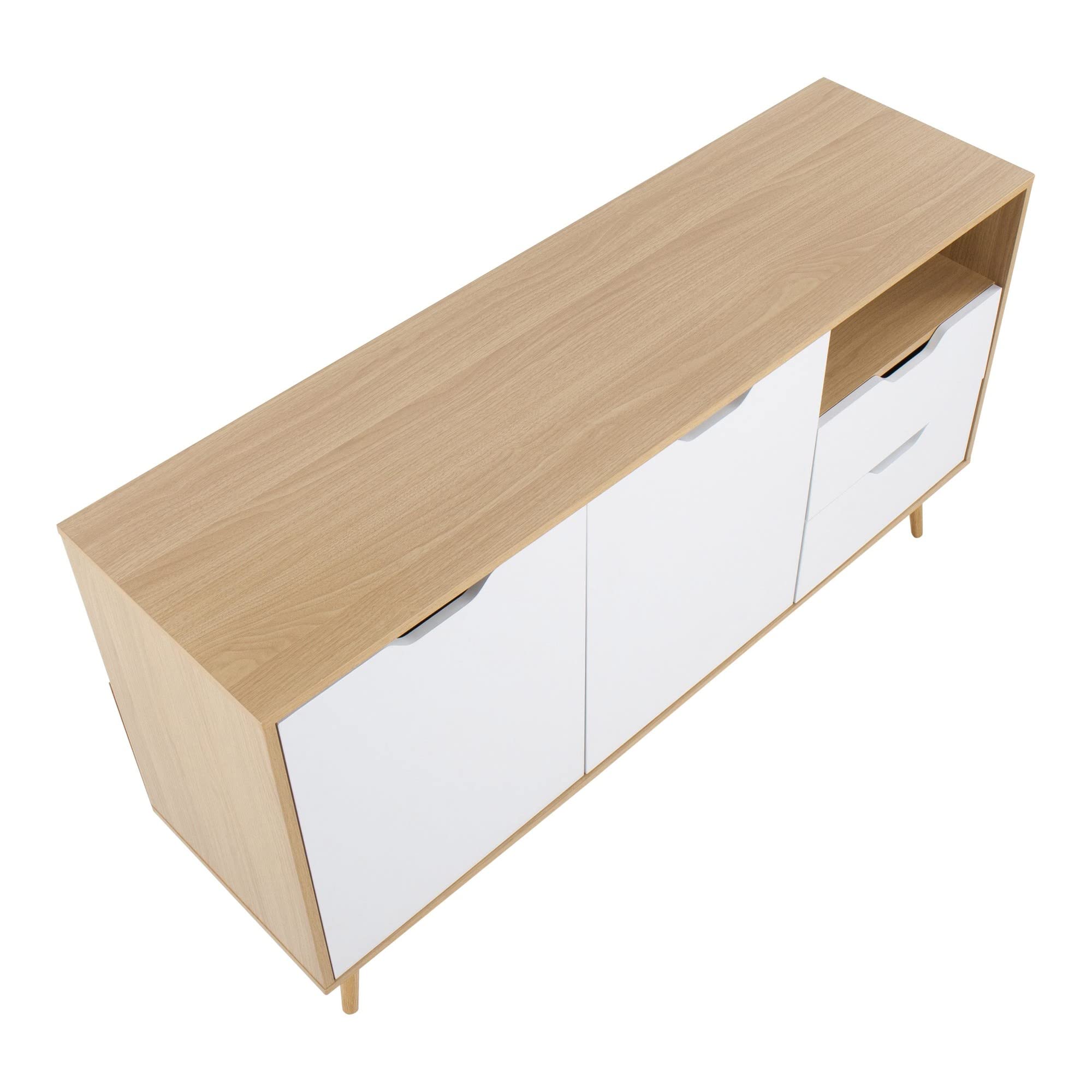 LumiSource Astro White TV Stand with Storage - Modern Entertainment Center & Media Console for Living Room, Bedroom, Home Theater - Perfect for Organizing TV, Gaming Consoles & Home Decor