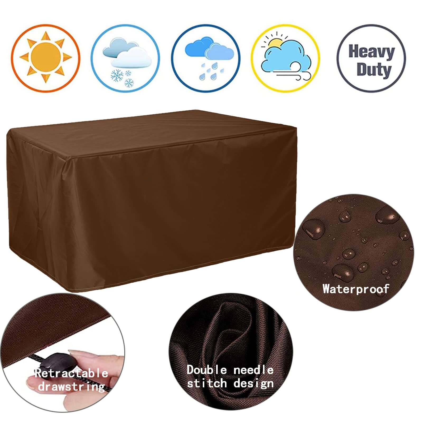 Heavy Duty 420D Oxford Fabric Waterproof & Windproof Garden Furniture Cover 128x64x29.6in - Large Rectangular Patio Set Covers for Outdoor Dust Protection - Perfect for Patio, Deck, and Backyard Furniture Protection in All Weather Conditions