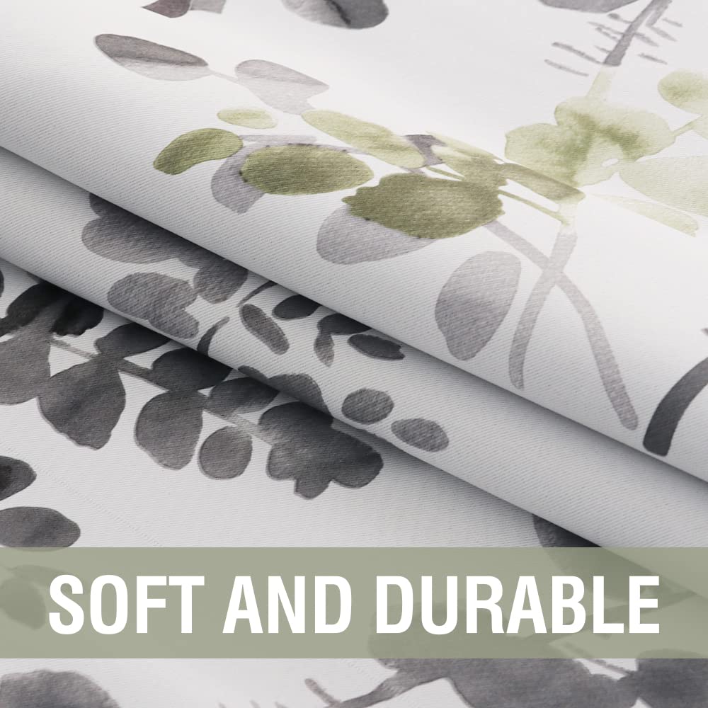 H.VERSAILTEX 84 Inch Floral Print Blackout Curtains - 2 Panels, Rod Pocket Window Treatments in Classic Grey & Sage Floral Pattern for Bedroom & Living Room - Perfect for Light Control & Home Decor