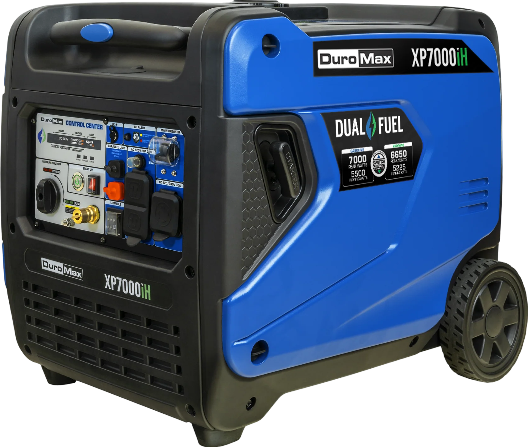 DuroMax XP7000iH 5500W/7000W Dual Fuel Portable Generator - Gas & Propane Powered with Remote Start, Inverter Technology & CO Alert - Perfect for Home Backup Power, Camping & Outdoor Activities