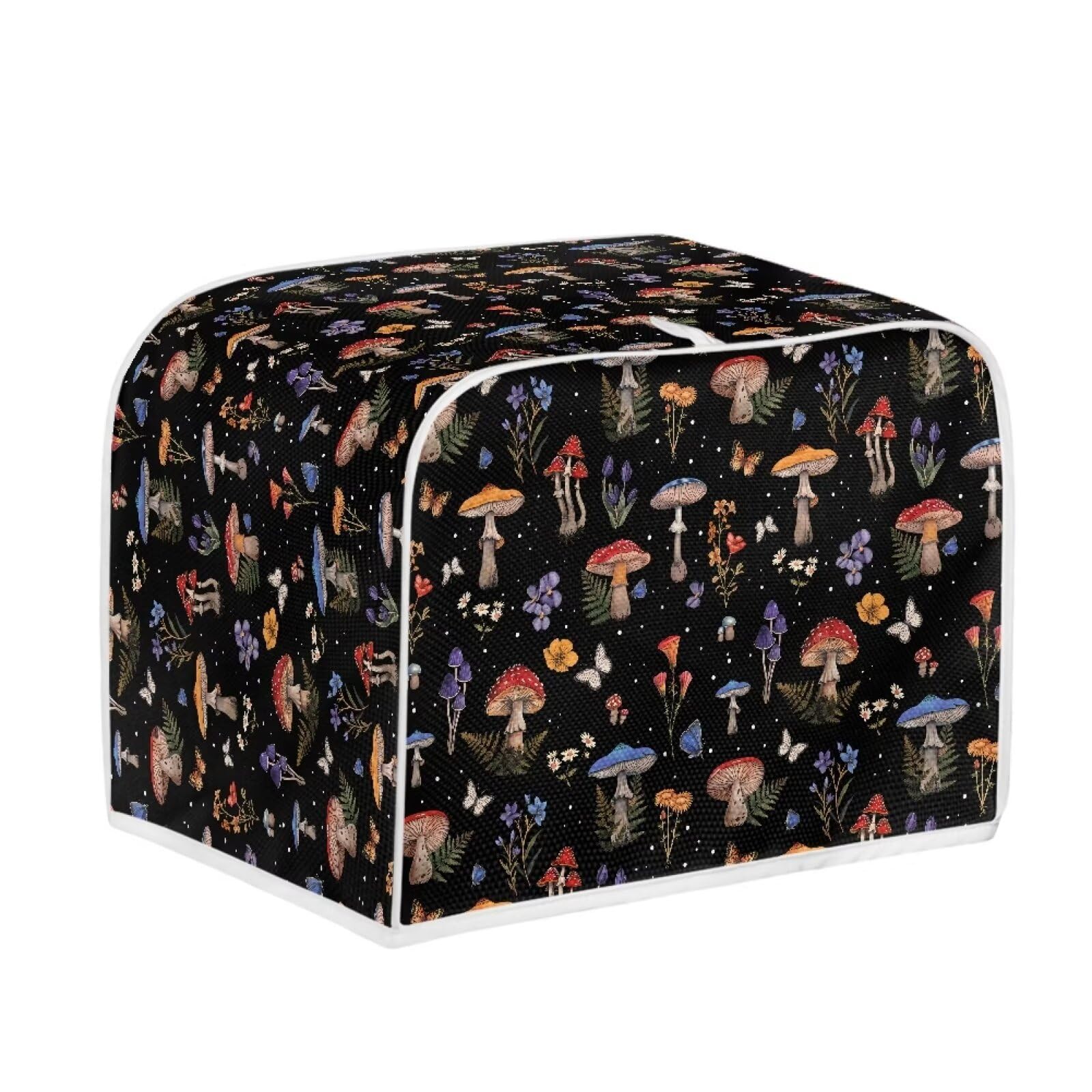 Talayituse Mushroom Butterfly Flower Leaf Print 4-Slice Toaster Cover - Dust Protection Bread Maker & Toaster Oven Cloth Cover - Washable Kitchen Appliance Cover with Handle - Perfect for Kitchen, Breakfast Nook & Small Appliance Protection
