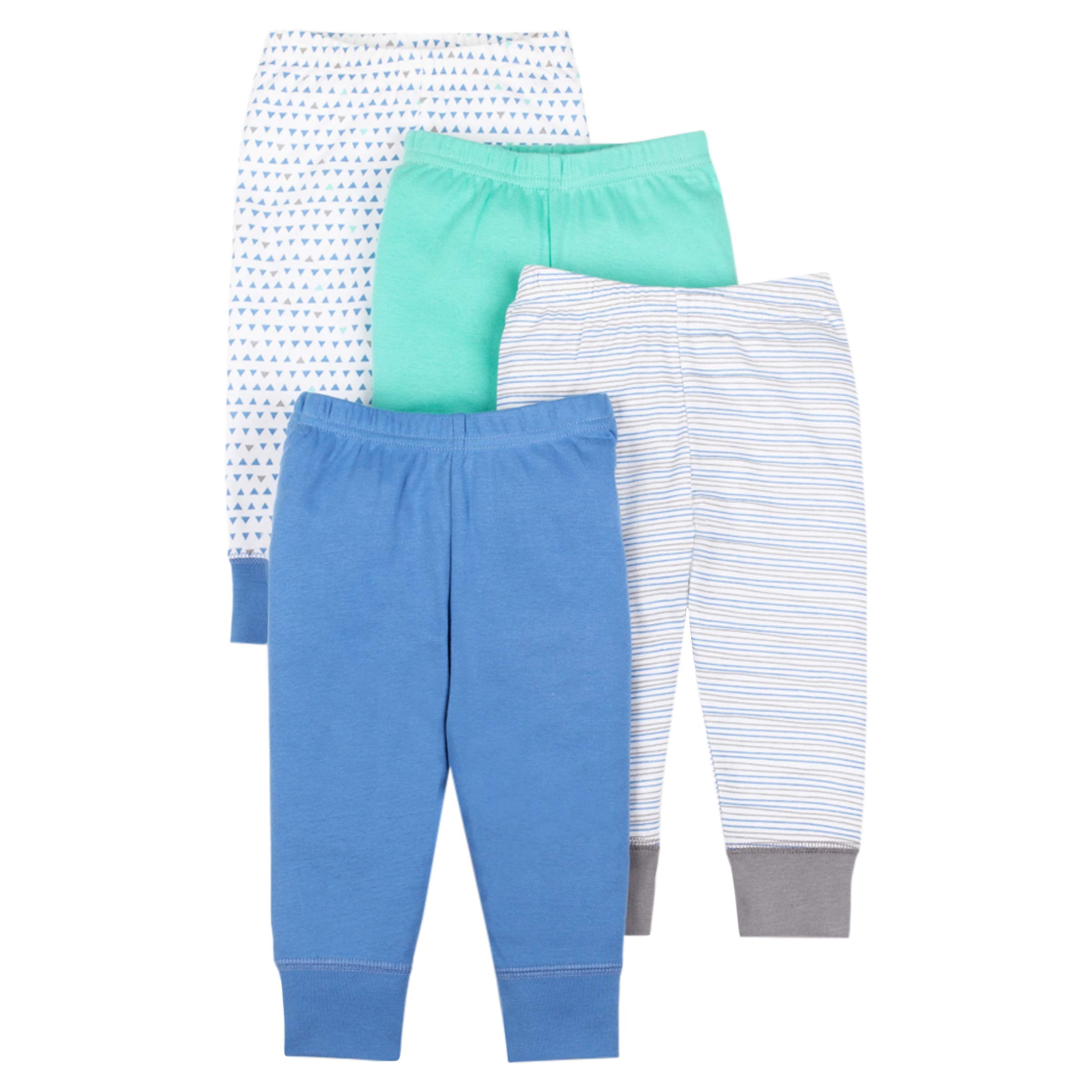 Organic Baby Boys Pull-On Jogger Pants 4-Pack - Soft Cotton Comfort for Playtime, Daycare & Everyday Wear