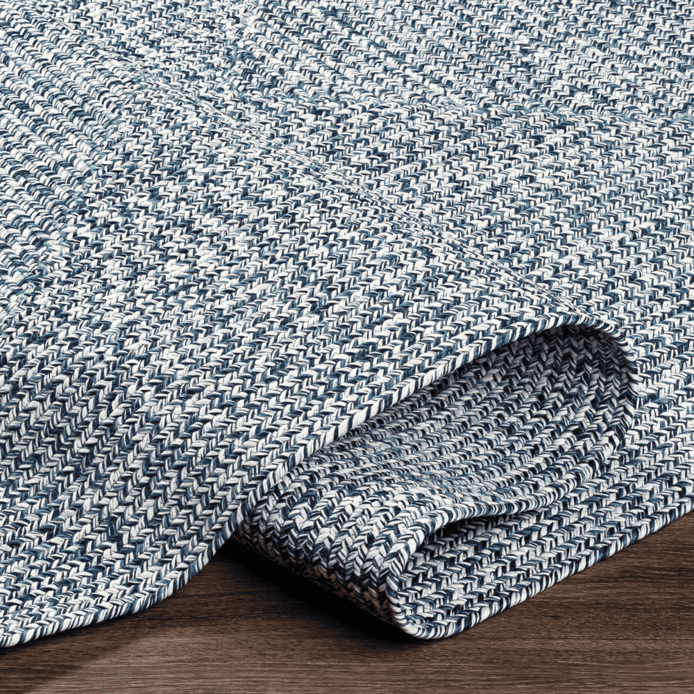 Durable Machine Woven Outdoor Rug for Patio & Deck - Chesapeake Bay Denim Blue - All-Weather Resistant & Easy to Clean - Perfect for Backyard, Poolside & Garden Decor