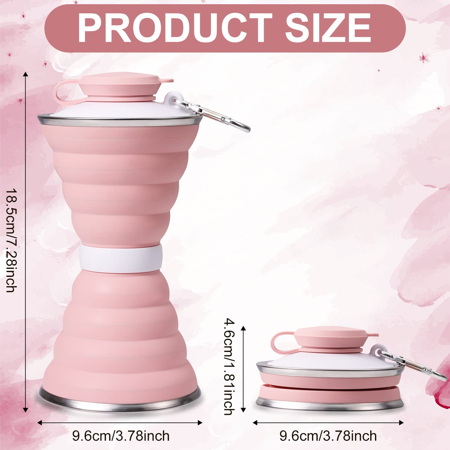 Collapsible Water Bottle 500ml - BPA Free Silicone Foldable Water Bottle with Leak-Proof Lid & Clip - Reusable Portable Water Container for Sports, Hiking, Travel, Camping & Outdoor Activities - Perfect for Gym, Office, School & Daily Hydration