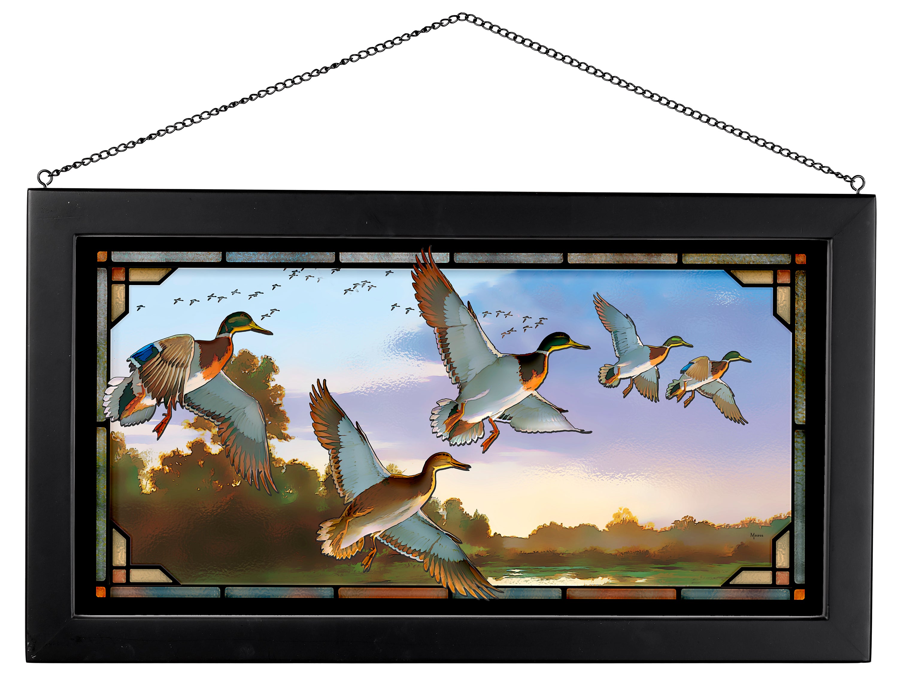 Handcrafted Stained Glass Mallard Duck Art Panel - 13x23 Inch Decorative Wall Hanging for Home, Office & Cabin Decor | Perfect for Living Room, Bedroom or Gift
