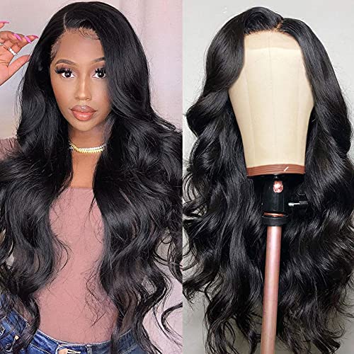 24 Inch Body Wave Human Hair Wig with 4x4 Lace Closure - Glueless Lace Front Wigs for Black Women | Pre-Plucked with Baby Hair | Wet & Wavy Natural Look | Perfect for Daily Wear, Parties & Special Occasions