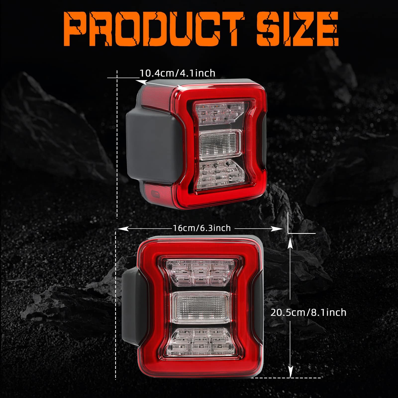 LED Tail Lights for 2007-2018 Jeep Wrangler JK JKU - Pair of Rear Lights with Running Light, Brake Turn Signal & Reverse Lamp Functions | Perfect for Off-Roading, Night Driving & Vehicle Customization