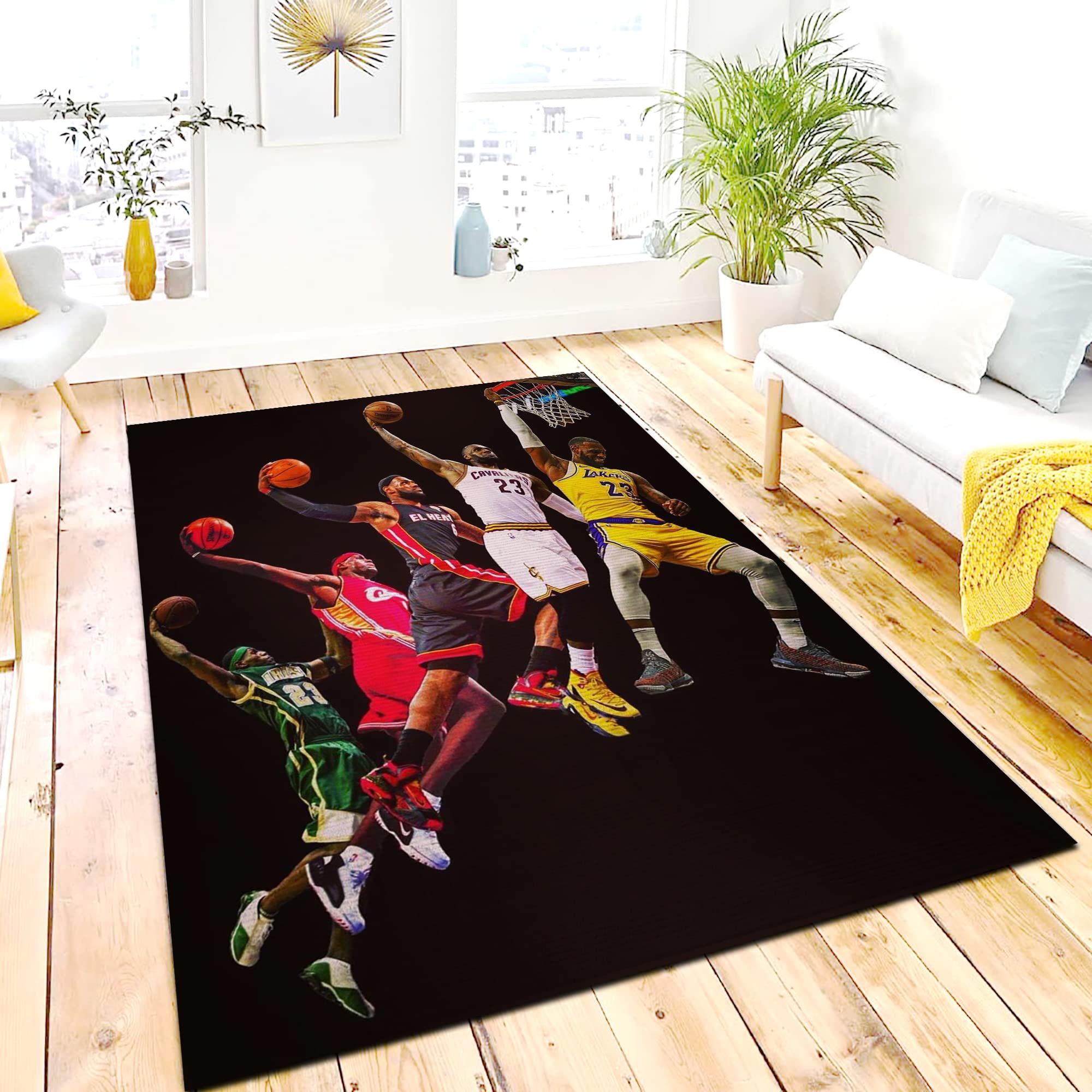 Basketball Sports Rug - Non-Slip Play Mat for Boys & Girls Bedroom, Kids Room Decor - Perfect for Game Rooms, Dorm Decor, and Sports Themed Nursery