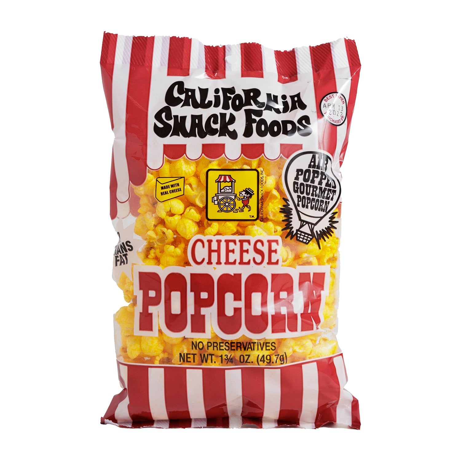 California Snack Foods Popcorn Cheese - 1.75oz Bags, 24 Count Case | Perfect for Movie Nights, Parties & Office Snacks