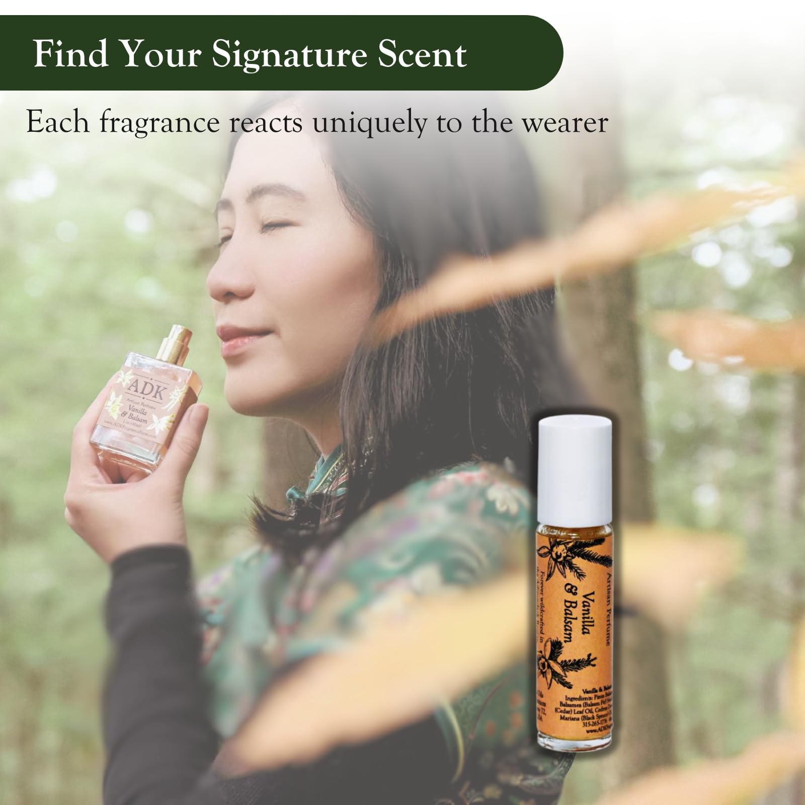 ADK Vanilla Balsam Botanical Perfume Roller .33 oz (10 mL) - Natural Hypoallergenic & Clean Fragrance for Women & Men with Pine, Bergamot, Vanilla, Balsam & Amber Notes | Perfect for Daily Wear, Gifts & Aromatherapy