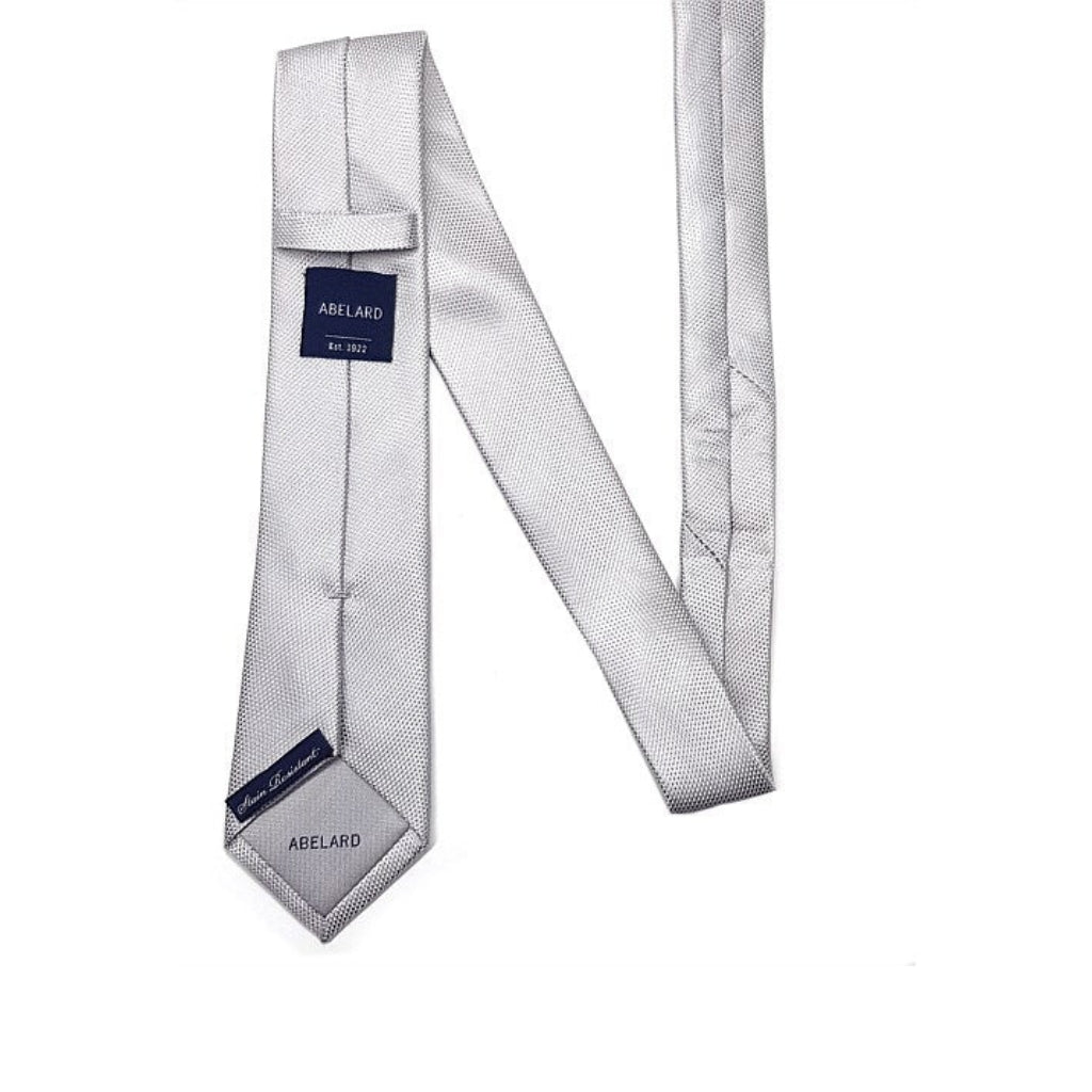 ABELARD Men's Silver Necktie - Classic Slim Business Tie for Formal Wear, Office, Weddings & Special Occasions