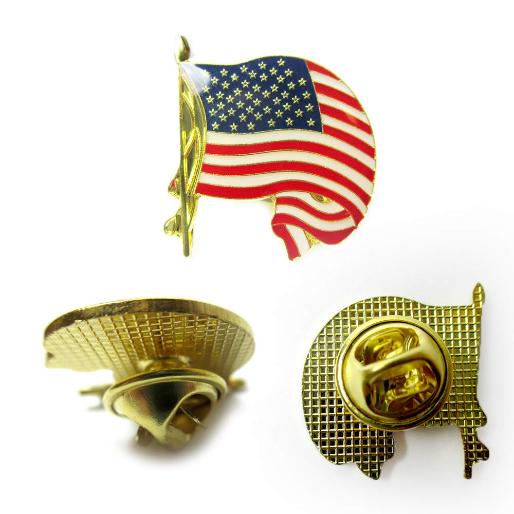 10 Pcs USA Flag Cufflinks - Gold American Flag Lapel Pins, Tie Tacks & Brooches for Men - Perfect for Independence Day, Veterans Day & Formal Events