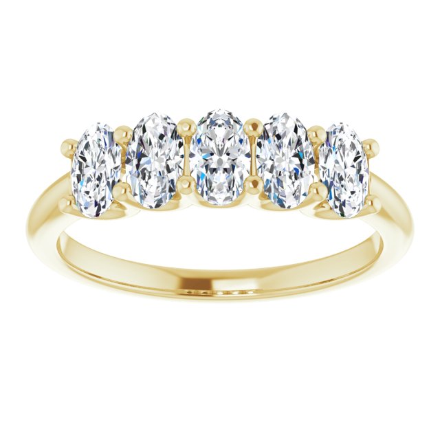1.05 Carat Oval Cut Diamond Wedding Band - 5 Stone Anniversary Ring for Women - Elegant Bridal Jewelry for Engagement, Proposal & Special Occasions