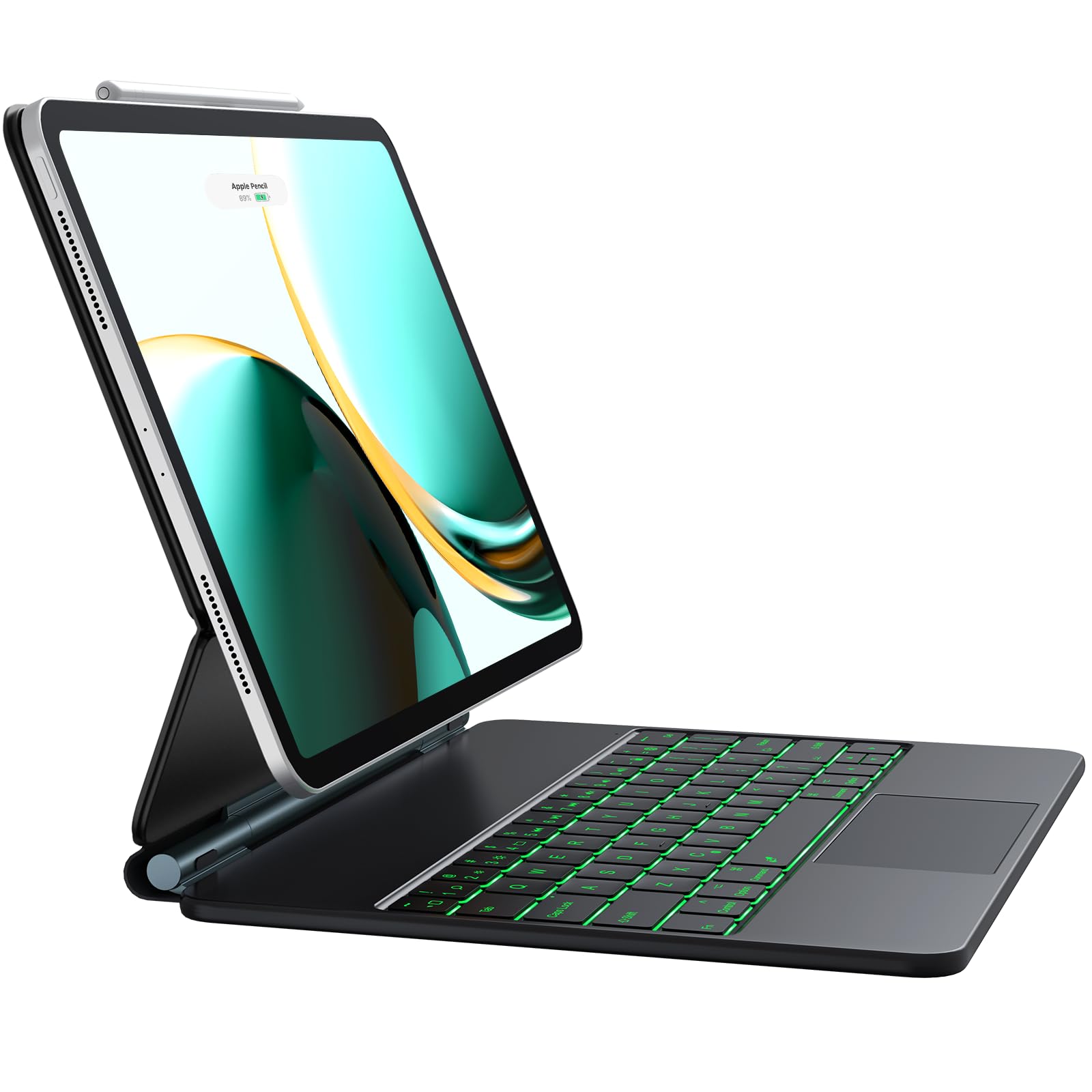 CHESONA iPad Air 13 inch Keyboard Case (M2, 2024 Model) - Backlit Wireless Keyboard with Multi-Touch Trackpad, 7 Color LED, Floating Stand - Compatible with iPad Pro 12.9 6th Gen 2022/5th Gen 2021/4th Gen 2020/3rd Gen 2018 - Perfect for Work, Study & Travel