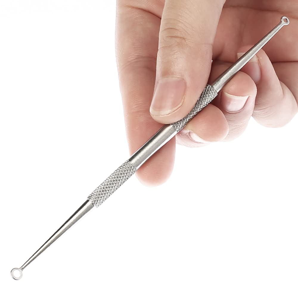Gemice 6-Piece Blackhead Remover Kit - Stainless Steel Pimple Popper & Comedone Extractor Tools for Face Acne Treatment - Whitehead & Blemish Removal Set with Leather Case - Perfect for Home Skincare & Professional Spa Use