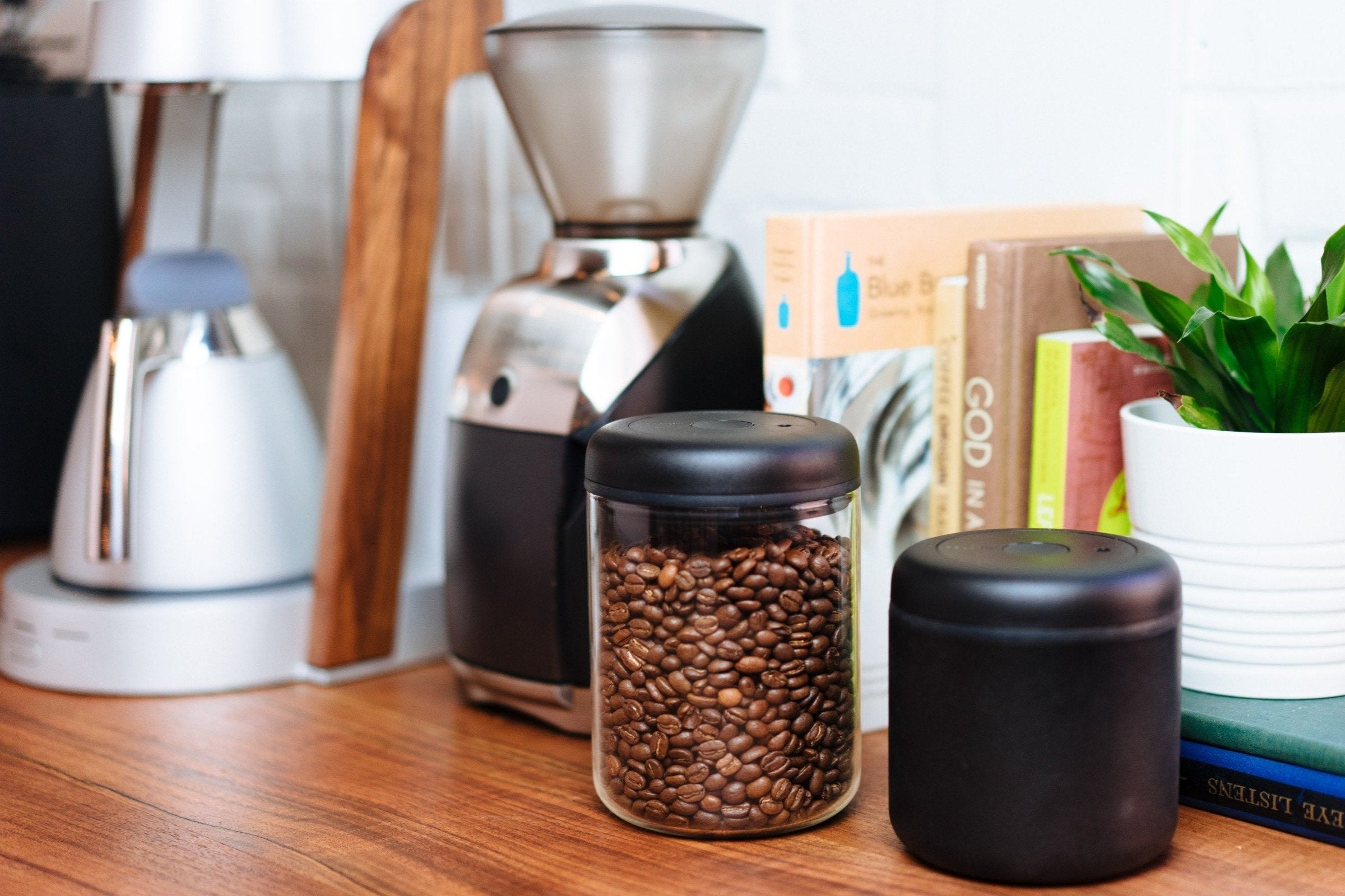 Fellow Atmos Coffee Canister - Airtight Vacuum Seal Coffee Storage Container for Freshness | Perfect for Kitchen, Office, Camping & Travel Use