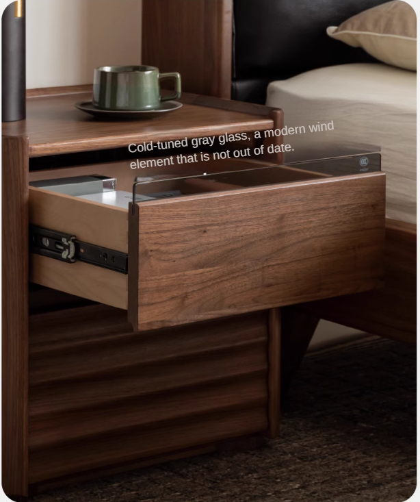 Black Walnut Solid Wood Nightstand - Minimalist Bedside Table for Bedroom, Living Room & Office | Durable & Stylish Storage Solution