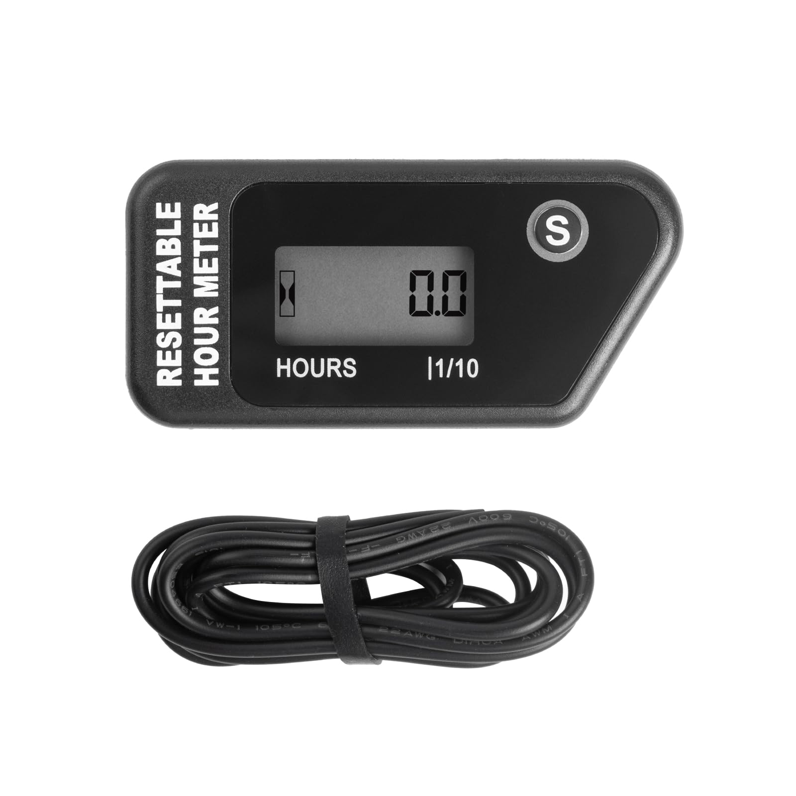 Runleader Digital Maintenance Hour Meter with Resettable Timer - Engine Usage Tracker for Lawn Mowers, Generators, Marine Outboards, ATVs, Snowblowers & Gas Powered Equipment | Monitor Service Intervals & Maintenance Schedules (Black) - Perfect for Fleet Management, Equipment Monitoring & Preventive Maintenance