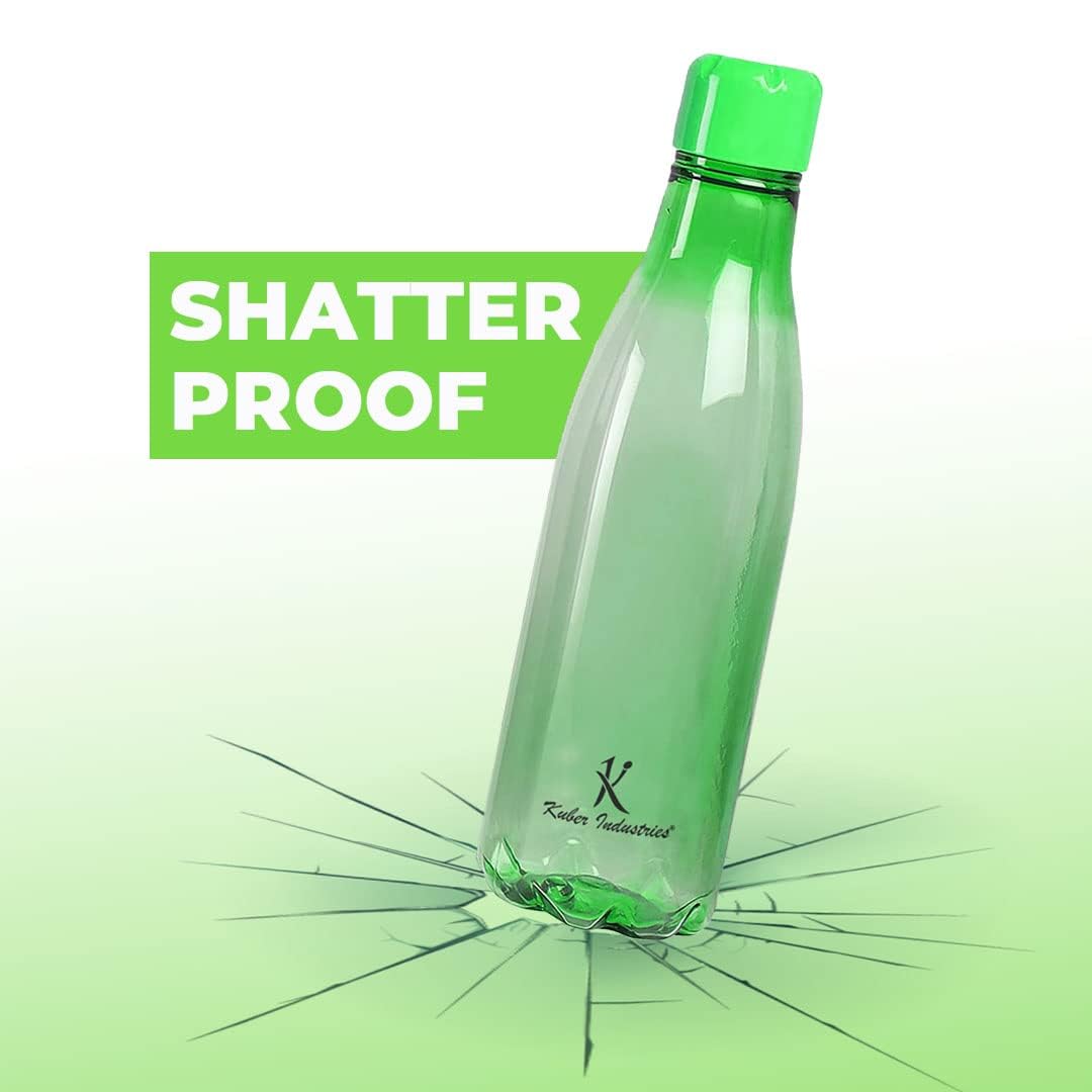 Kuber Industries 1 Liter Plastic Water Bottles Set of 4 - Unbreakable, Leak Proof, BPA Free Food Grade for Kids & Adults - Perfect for School, Gym, Travel & Outdoor Activities - Green