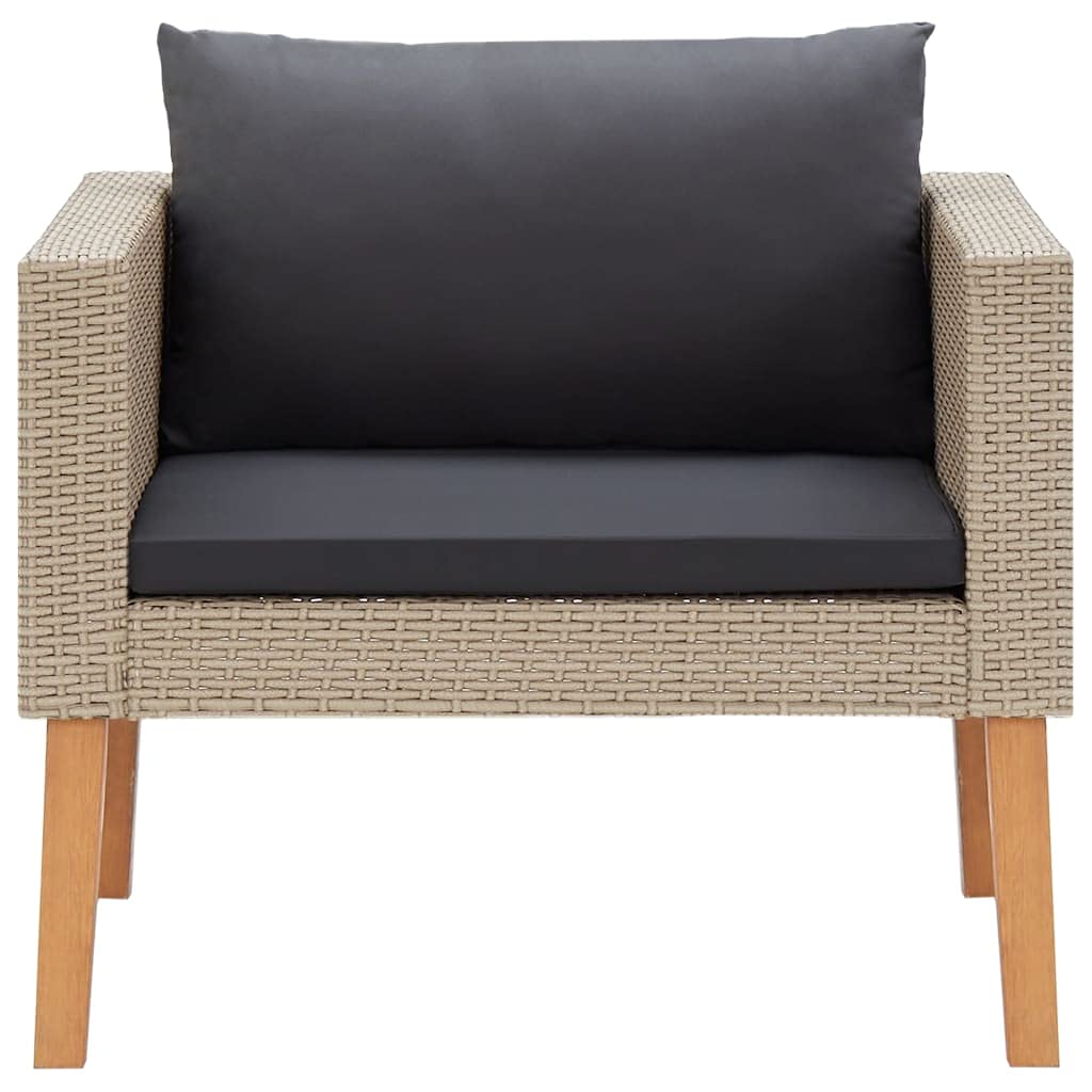 **Beige Poly Rattan Patio Sofa with Cushions - Outdoor & Indoor Seating Furniture for Backyard, Porch, Balcony, Garden - Perfect for Relaxing & Entertaining**