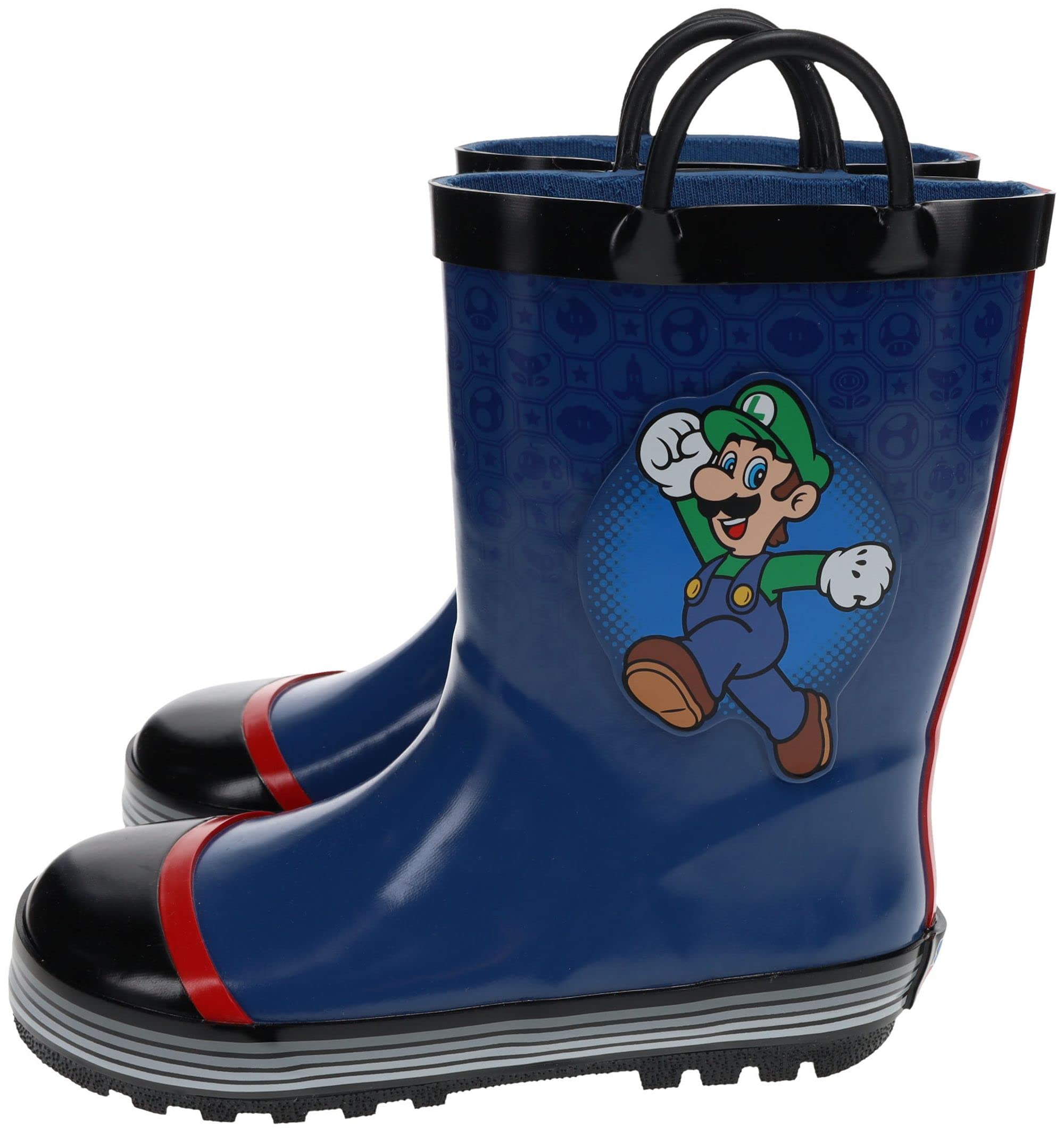 Super Mario Brothers Mario & Luigi Kids Rain Boots - 100% Waterproof Rubber Boots for Boys & Girls Ages 2-10 - Perfect for Puddle Jumping, Outdoor Play & Nintendo Themed Costumes