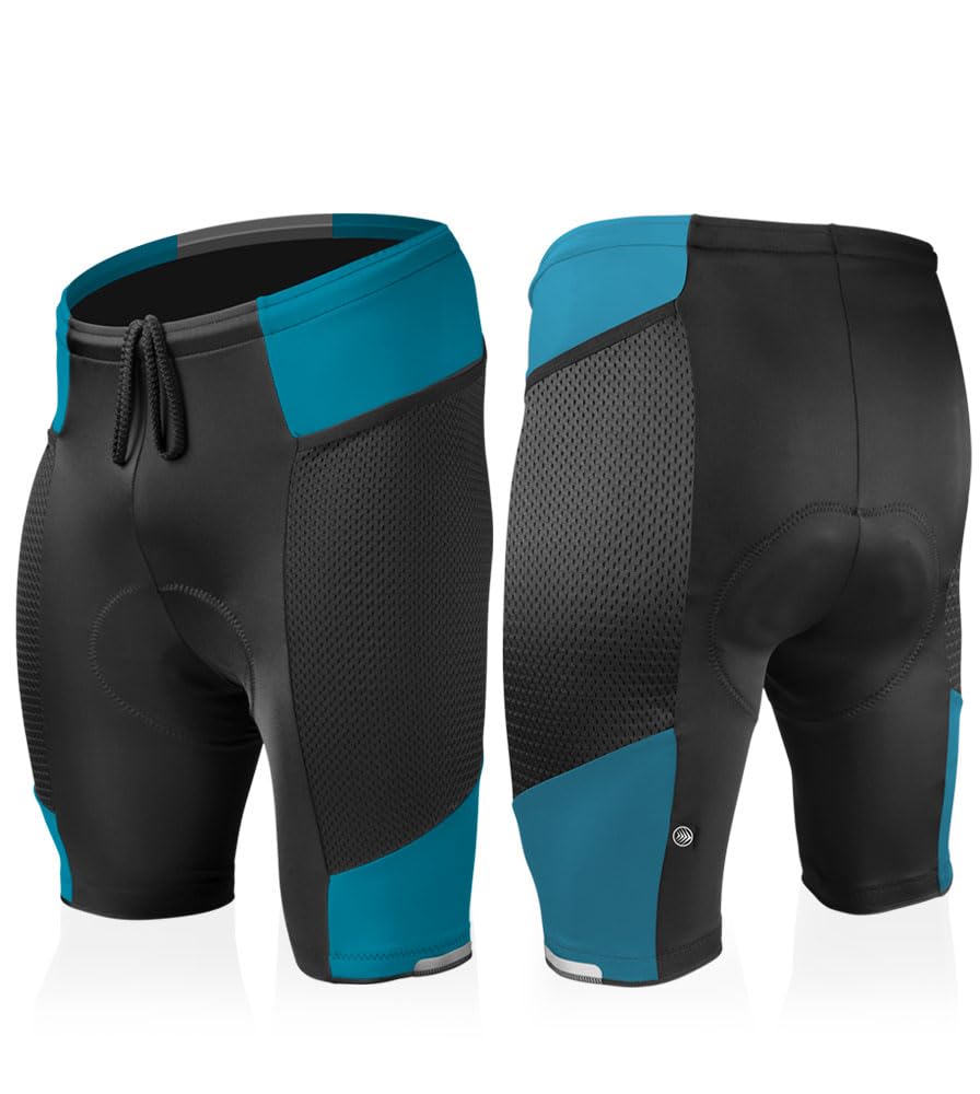 Men's Gel Touring Padded Bike Shorts with Innovative Mesh Pockets - USA Made Cycling Shorts for Road Biking & Long Distance Riding