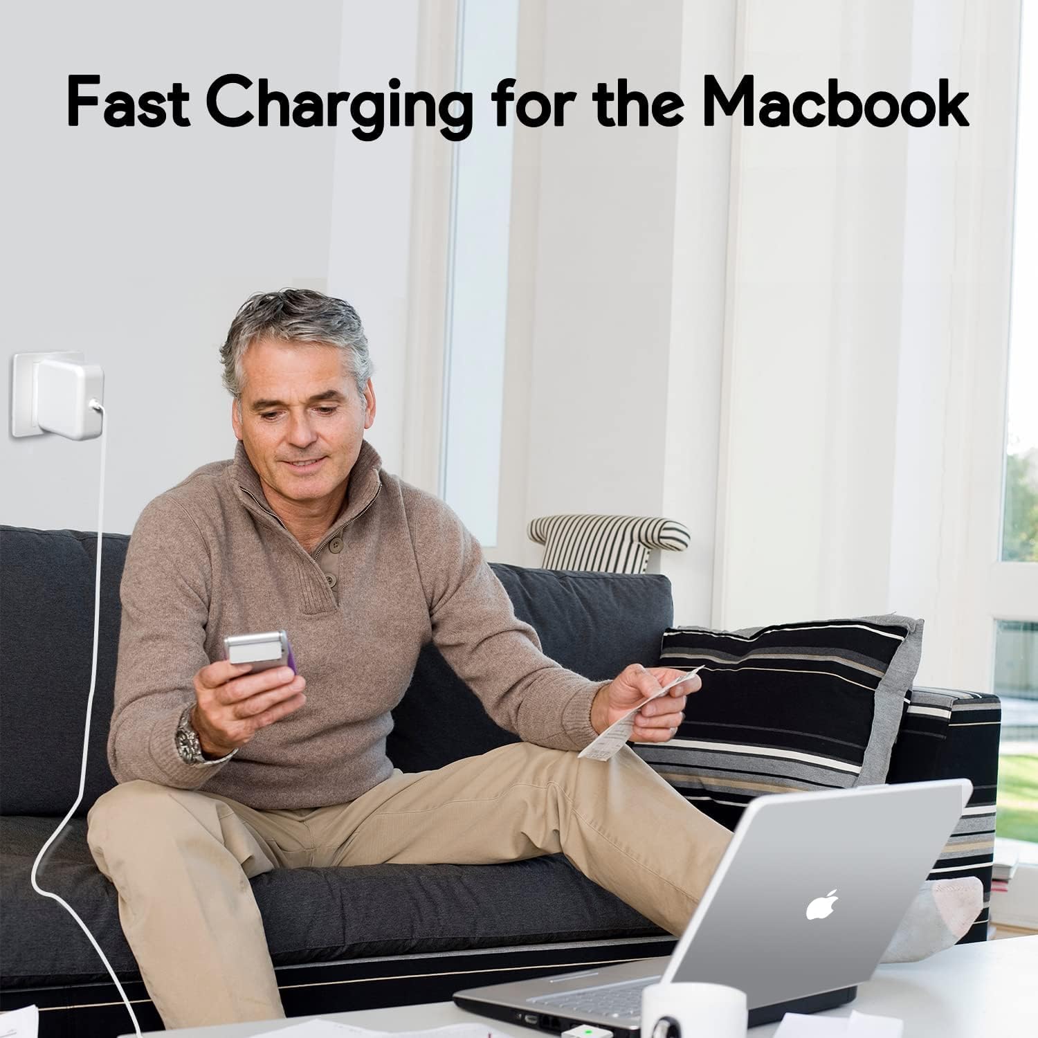 85W MacBook Pro Charger - Fast Charging AC Adapter with 2-Prong Connector, Compatible with MacBook Pro & Air 13-15 Inch (Mid 2012 & Newer) - Perfect for Travel, Office & Home Use
