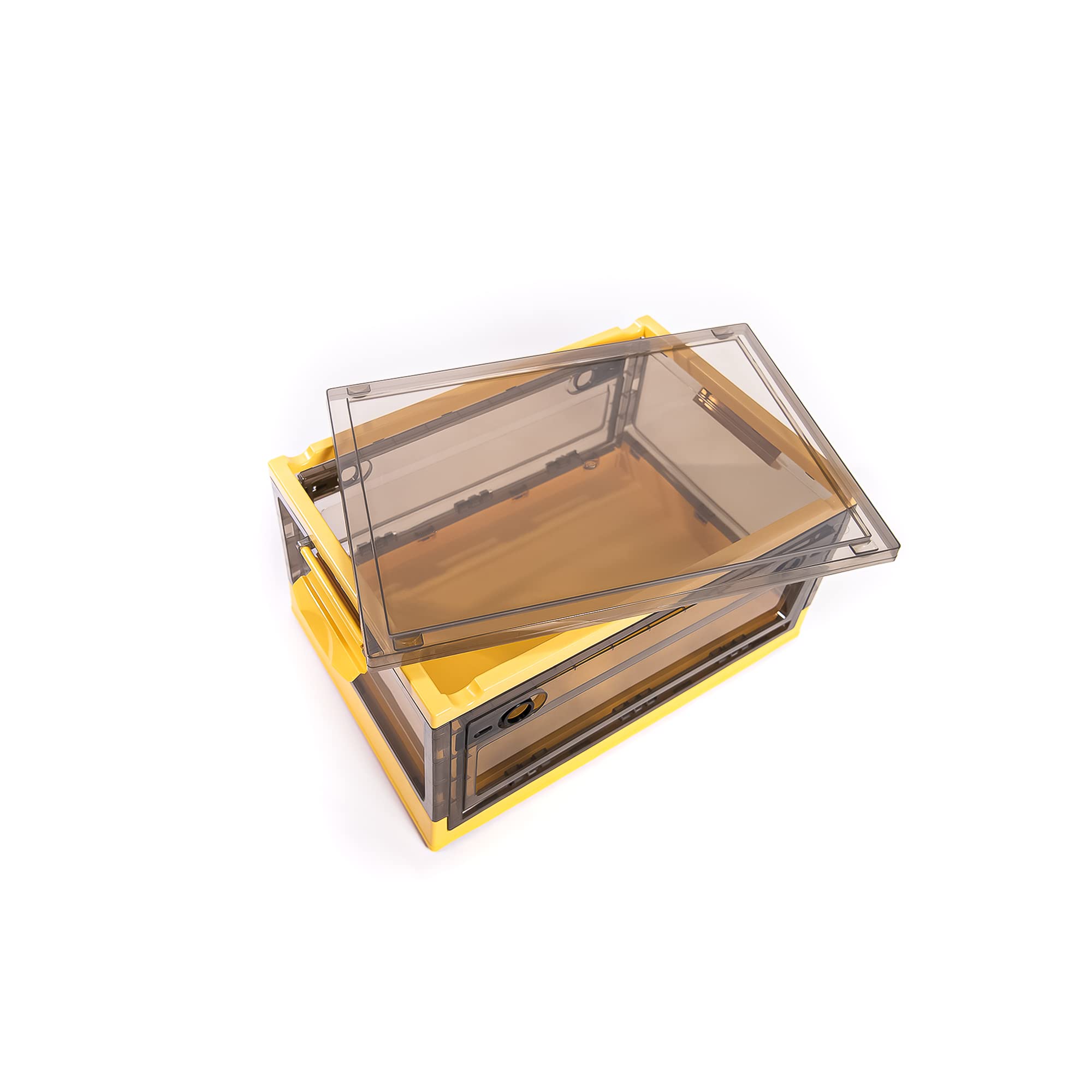 Best 3-Pack Collapsible Storage Bins with Side Opening & Stackable Lid - Foldable Home Organization Cube for Closet, Office & Kids Room (Medium, Yellow) - Perfect for Toys, Books & Seasonal Storage