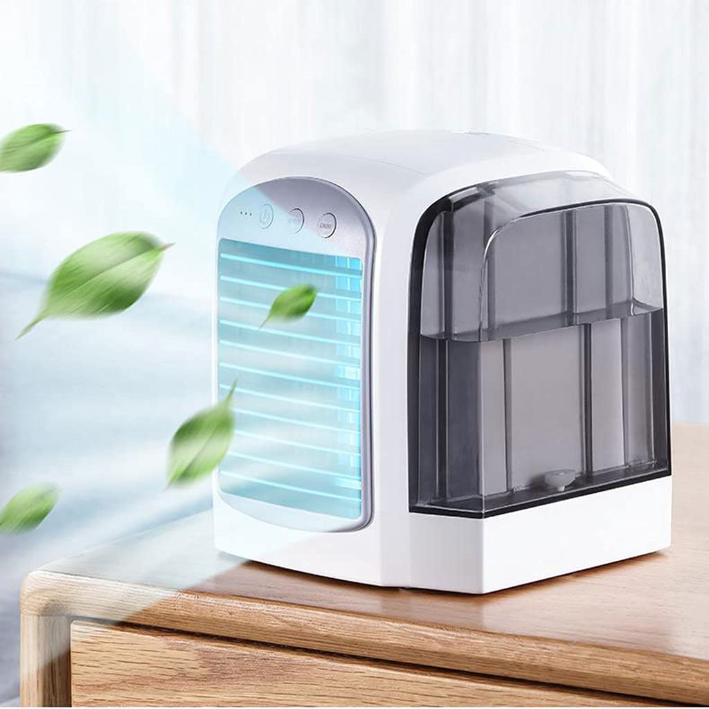 Portable Air Conditioner with 3 Speed Settings - Mini AC Cooler with Water Tank for Small Spaces, Office, Dorm & Bedroom - Personal Cooling Fan for Home & Travel (Gray) | Stay Cool in Hot Weather & Small Rooms
