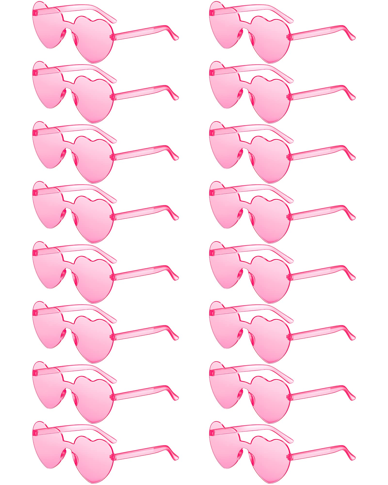 Colzzy 16-Pack Heart-Shaped Sunglasses Bulk - Pink Candy Color Party Eyewear for Women, Witch Birthday Accessories | Perfect for Halloween, Bachelorette Parties & Costume Events