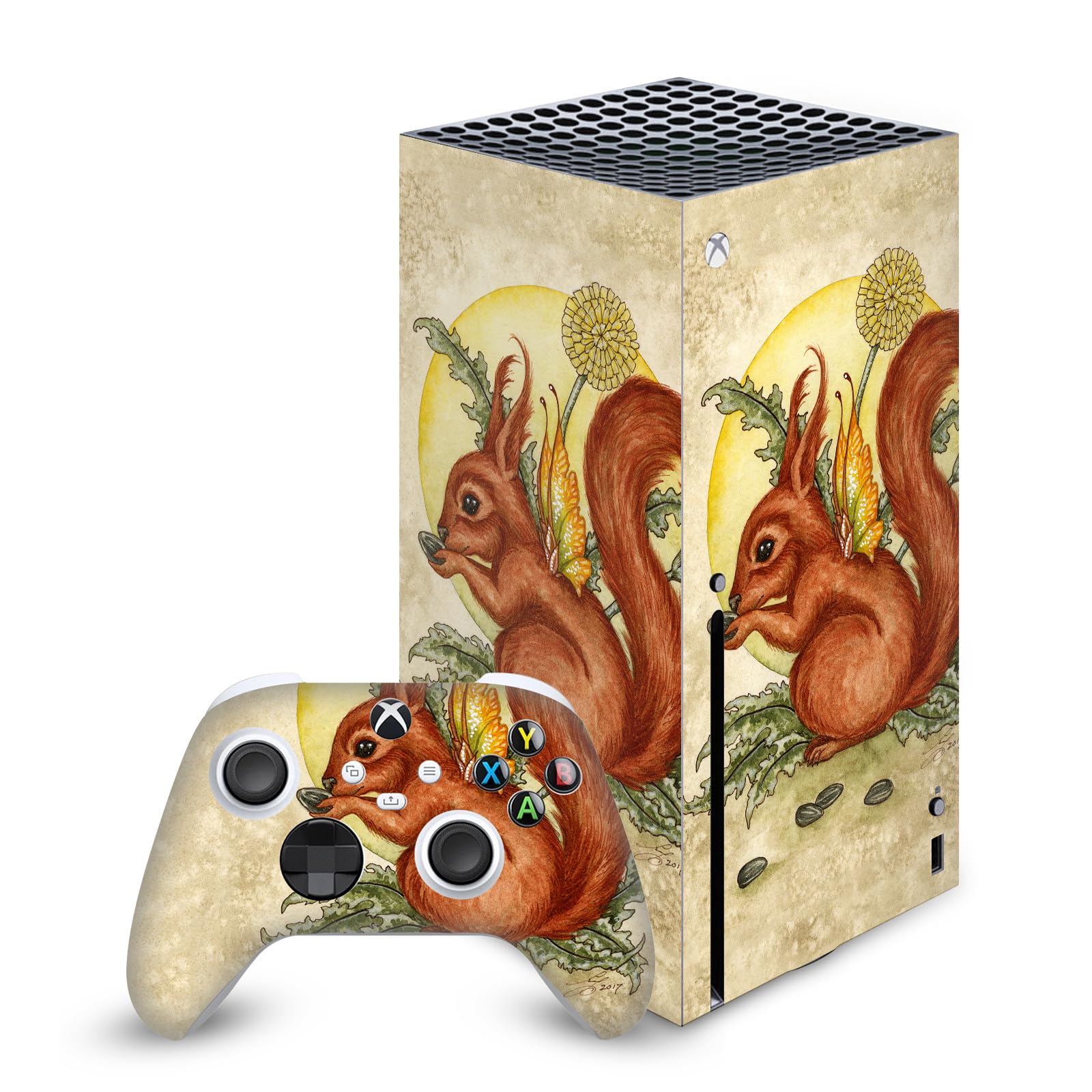 Official Licensed Amy Brown Fairy Art Squirrel Vinyl Decal Skin Sticker Cover Compatible with Xbox Series X Console and Controller Bundle - Perfect for Gaming Setups and Customizing Your Xbox