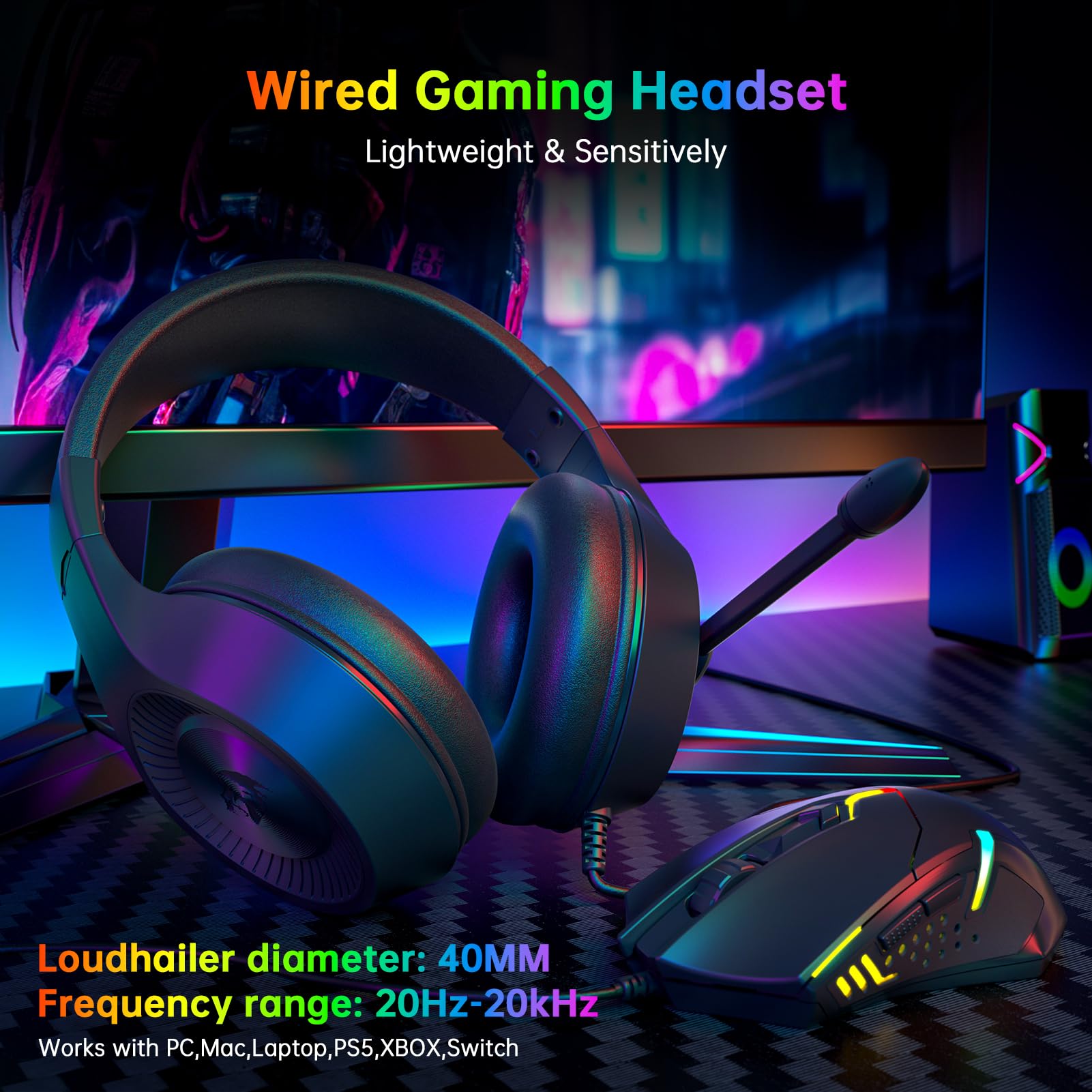 Redragon S101-3 RGB Backlit Wired Gaming Keyboard and Mouse Combo with Programmable Keys (800-7200DPI) - Complete PC Gaming Bundle Includes Headset & Mouse Pad for Windows - Perfect for Esports, Streaming & Competitive Gaming (Black)