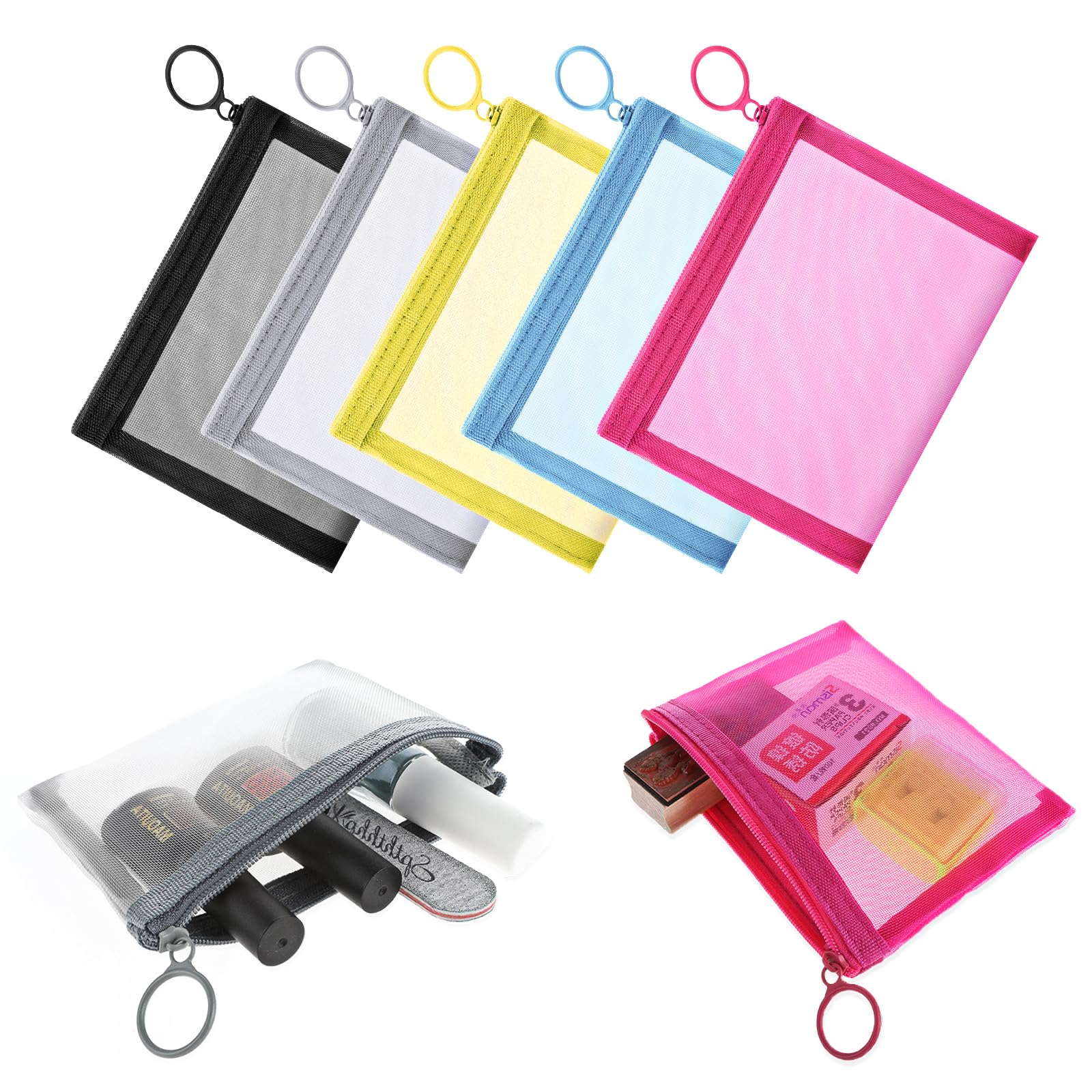 Grevosea 5 Pack Small Mesh Zipper Pouches - Mini Makeup Bags for Travel, Toiletries & Cosmetics Organization - Perfect for Purse, Lipstick, Daily Essentials & On-the-Go Storage
